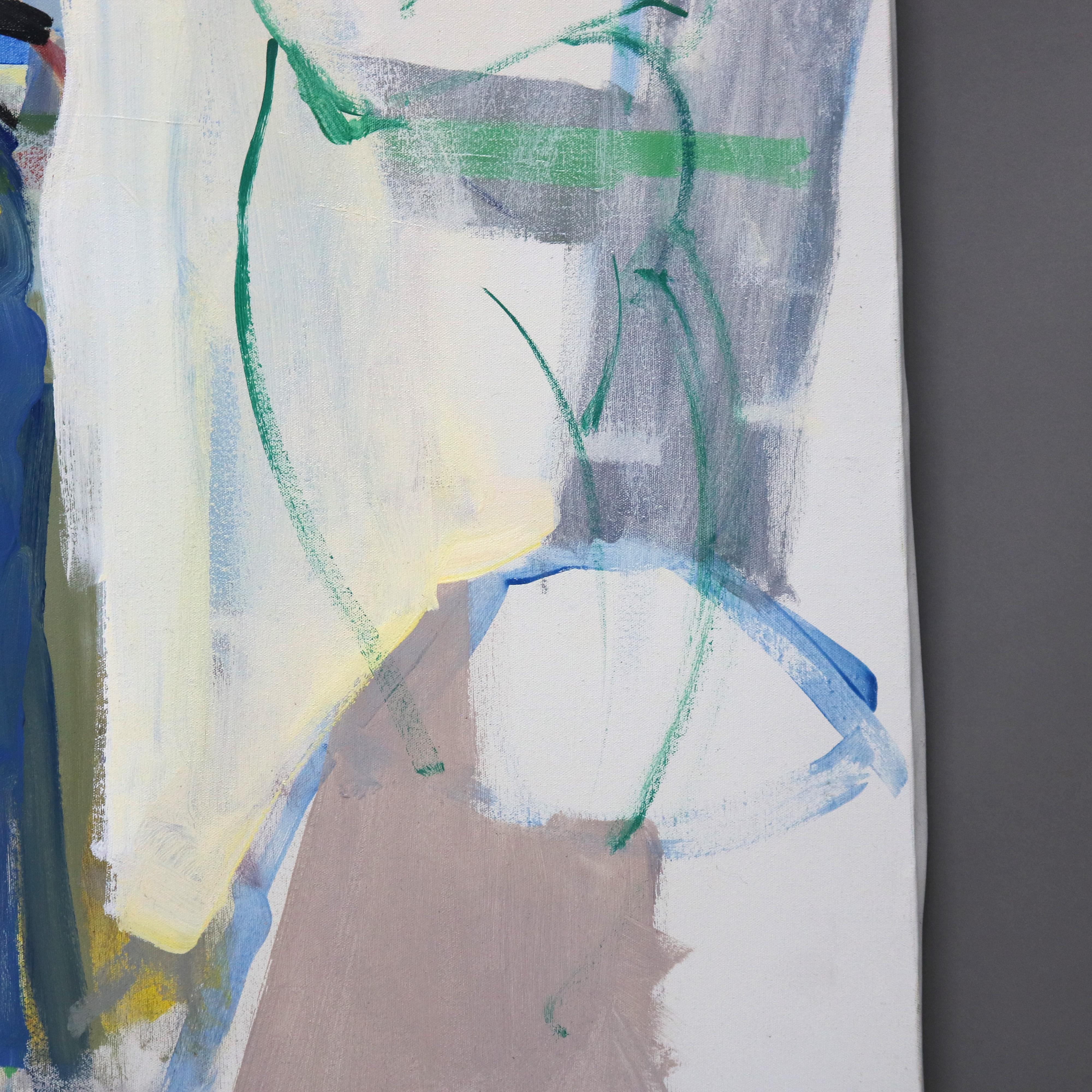 Pintura al óleo sobre lienzo abstracta impresionista sobredimensionada de mediados del siglo XX C1968 en venta 2