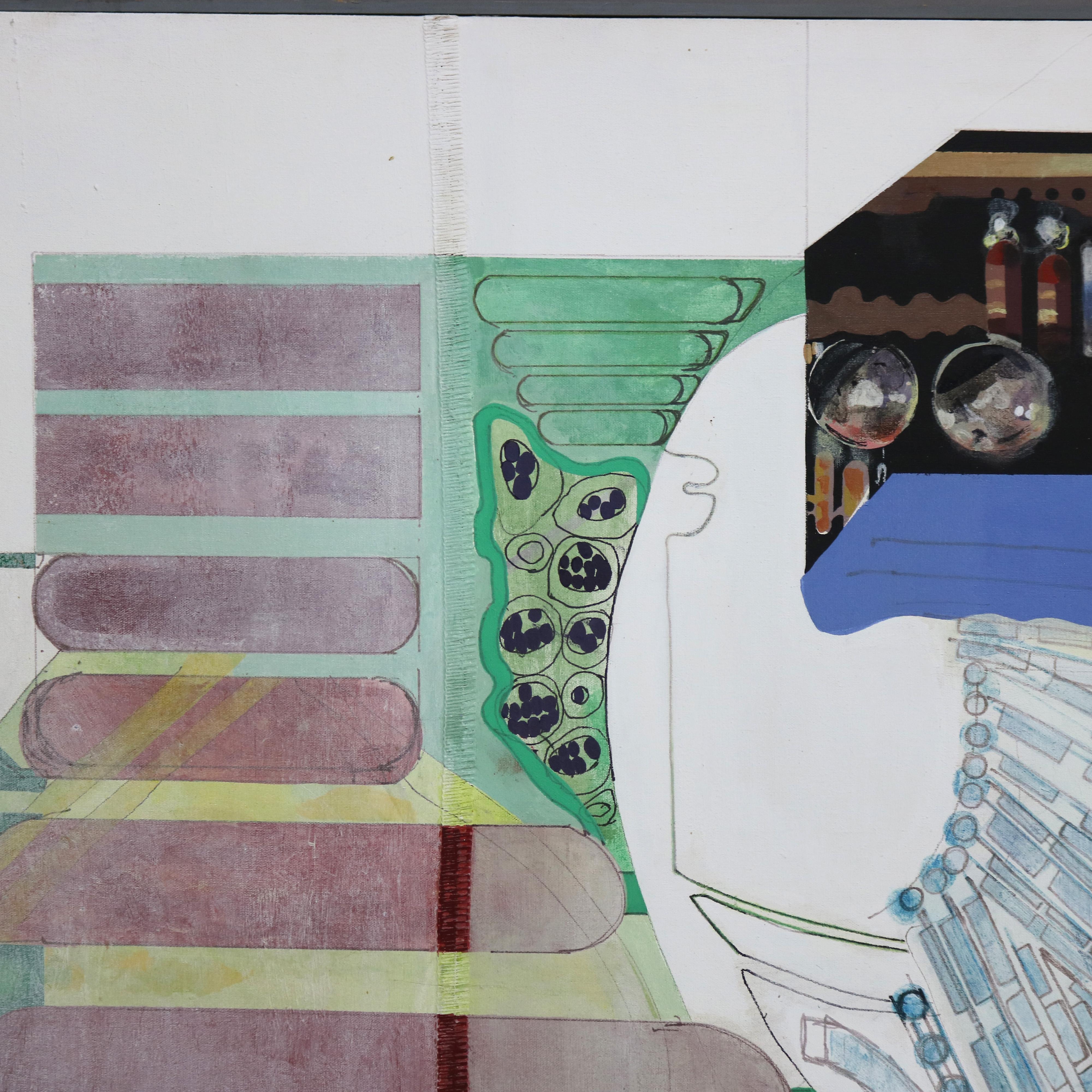 Abstrakt-impressionistisches Gemälde in Übergröße, Öl auf Leinwand, Mid-Century Modern, Gemälde C1968 im Angebot 2