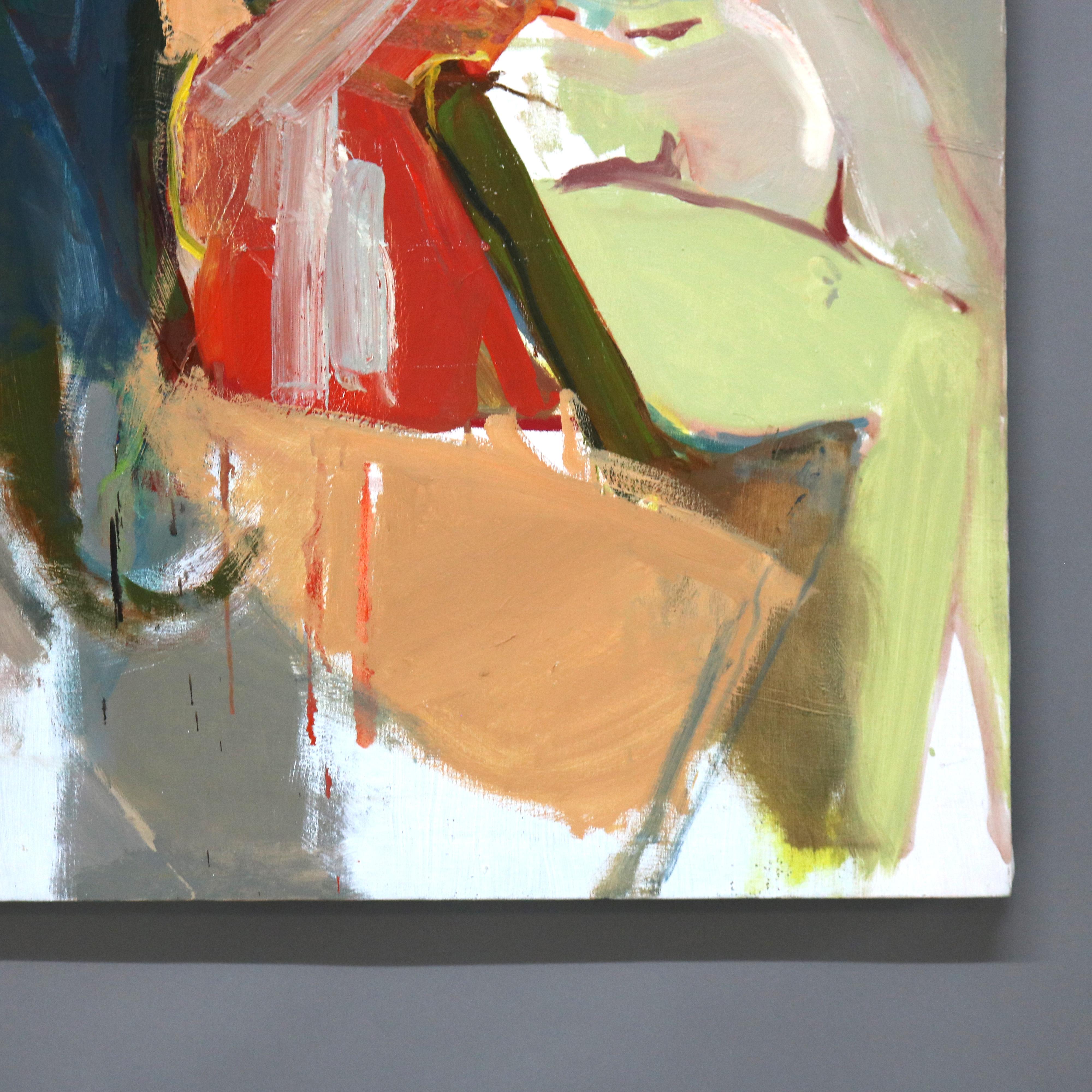Pittura astratta impressionista su tela di grandi dimensioni del Mid Century Modern C1968 2