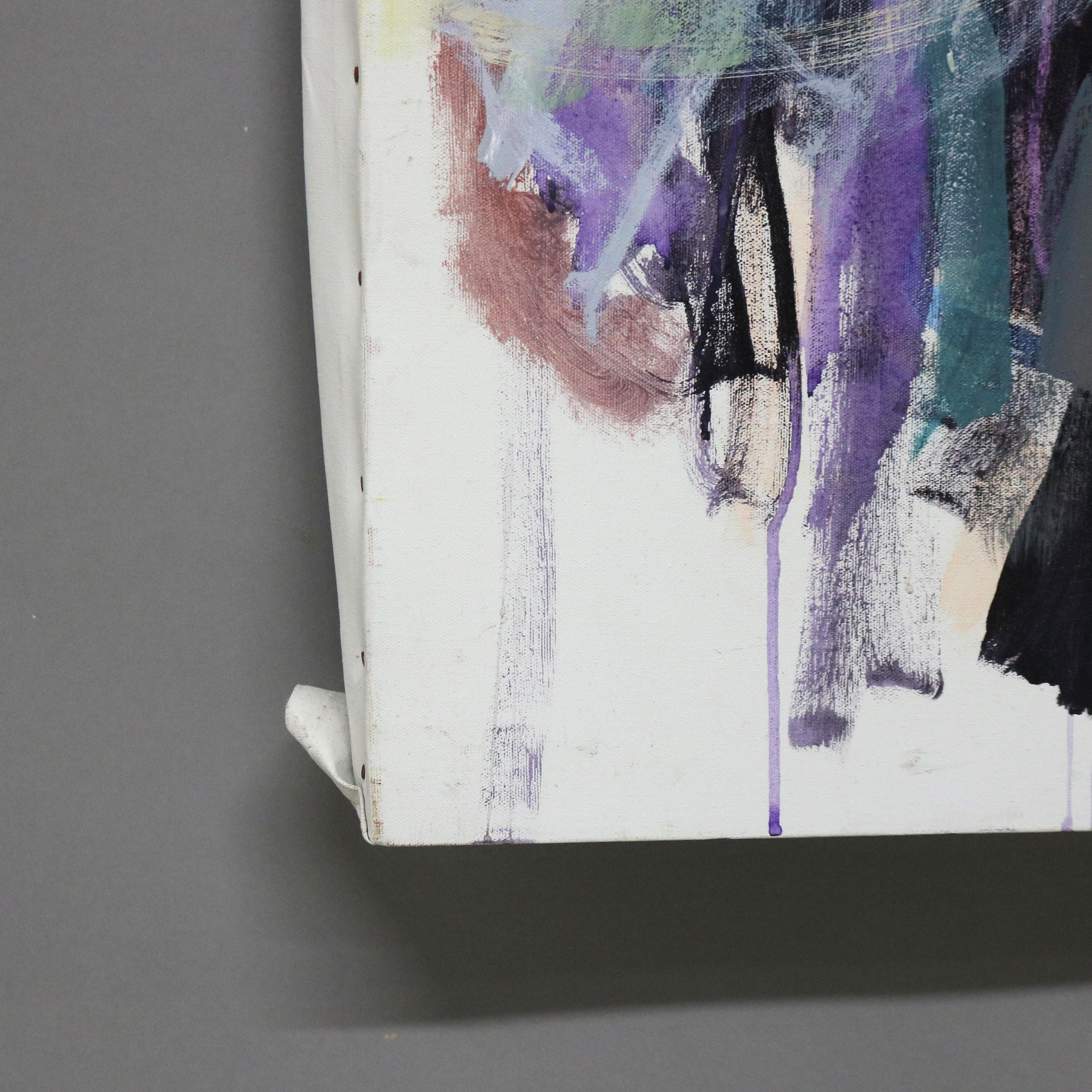 Pintura al óleo sobre lienzo abstracta impresionista sobredimensionada de mediados del siglo XX C1968 en venta 4