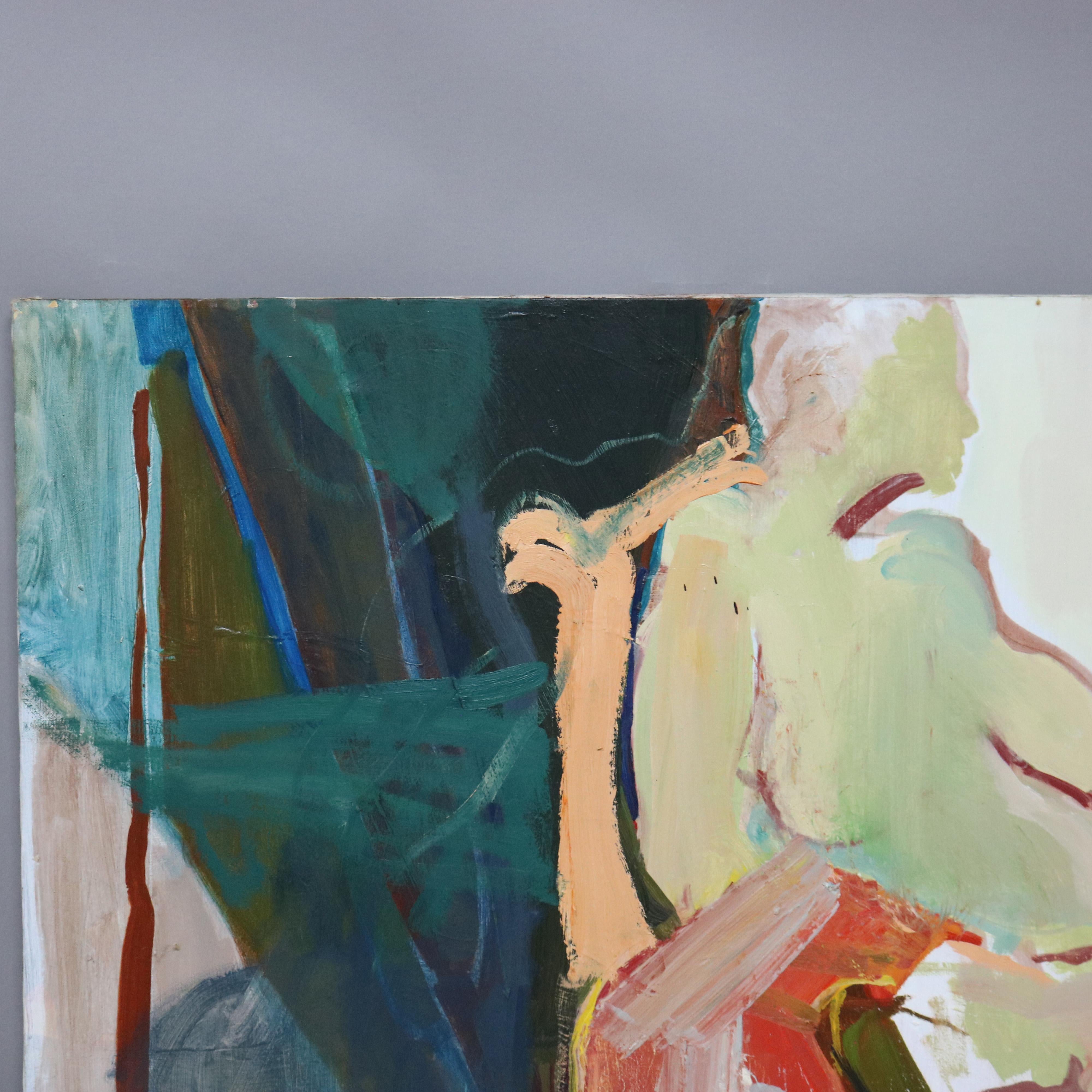 Pittura astratta impressionista su tela di grandi dimensioni del Mid Century Modern C1968 3