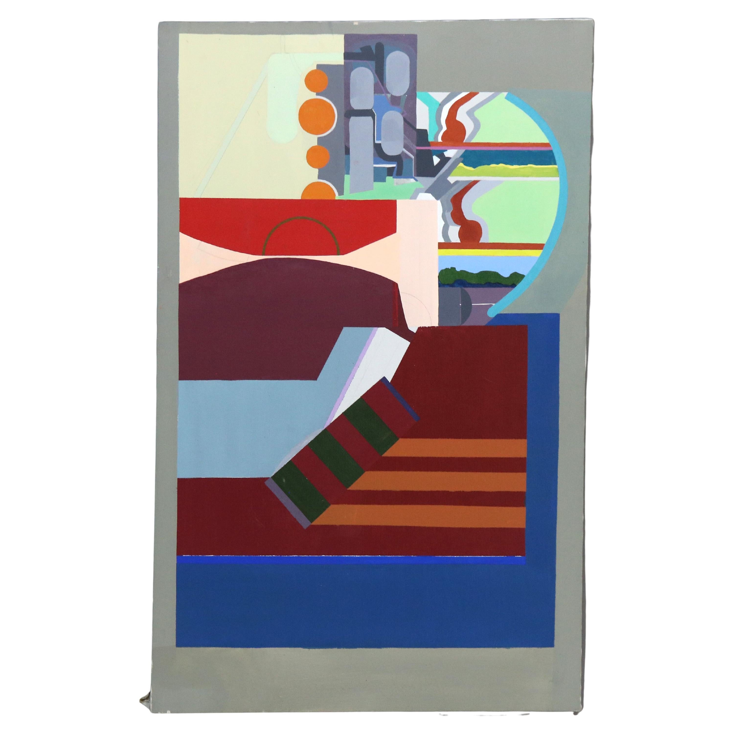 Pintura al óleo sobre lienzo abstracta impresionista sobredimensionada de mediados del siglo XX C1968
