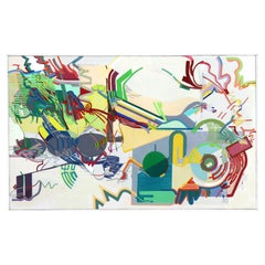 Oversized Mid Century Modern Abstract Impressionist Oil on Canvas Painting C1968