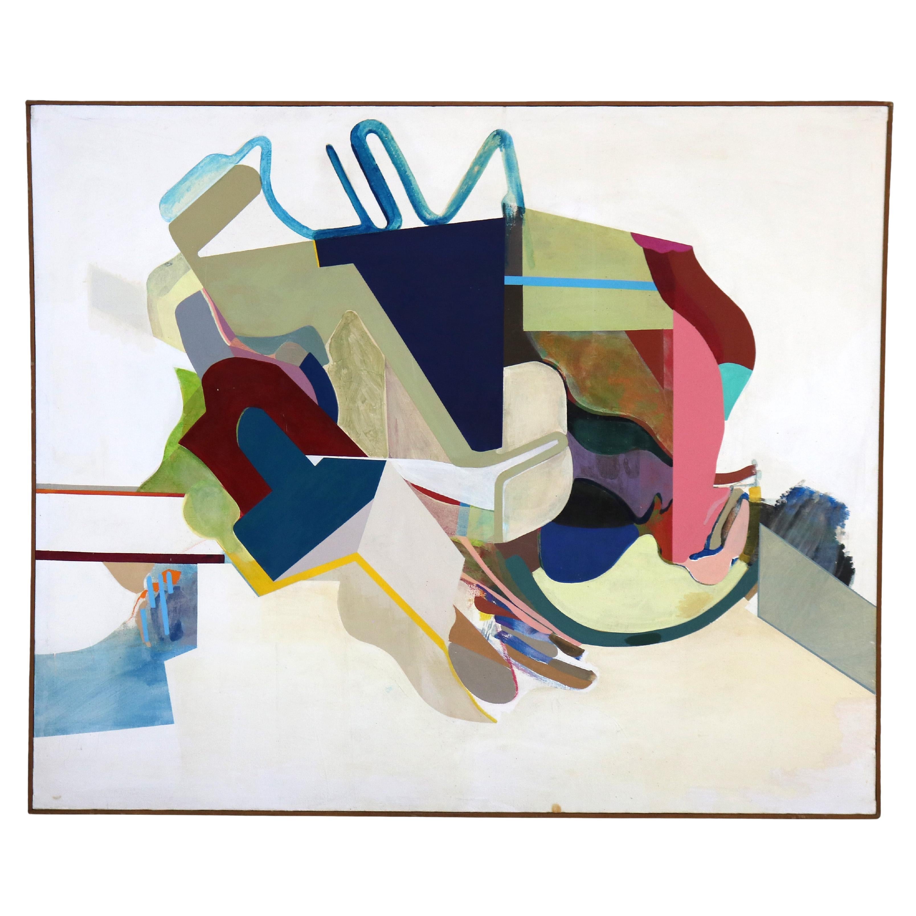 Pintura al óleo sobre lienzo abstracta impresionista sobredimensionada de mediados del siglo XX C1968