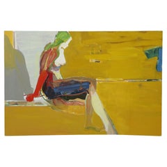 Pittura astratta impressionista su tela di grandi dimensioni del Mid Century Modern C1968