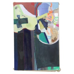 Oversized Mid Century Modern Abstract Impressionist Oil on Canvas Painting C1968