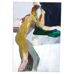 Pittura astratta impressionista su tela di grandi dimensioni del Mid Century Modern C1968