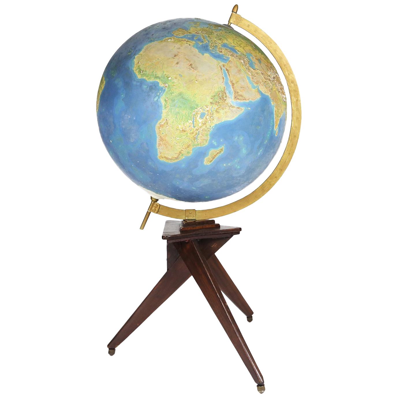 Oversized Midcentury Italian World Globe, 1950s For Sale