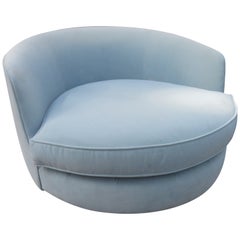 Vintage Oversized Milo Baughman Circular Swivel Lounge Chair Thayer Coggin