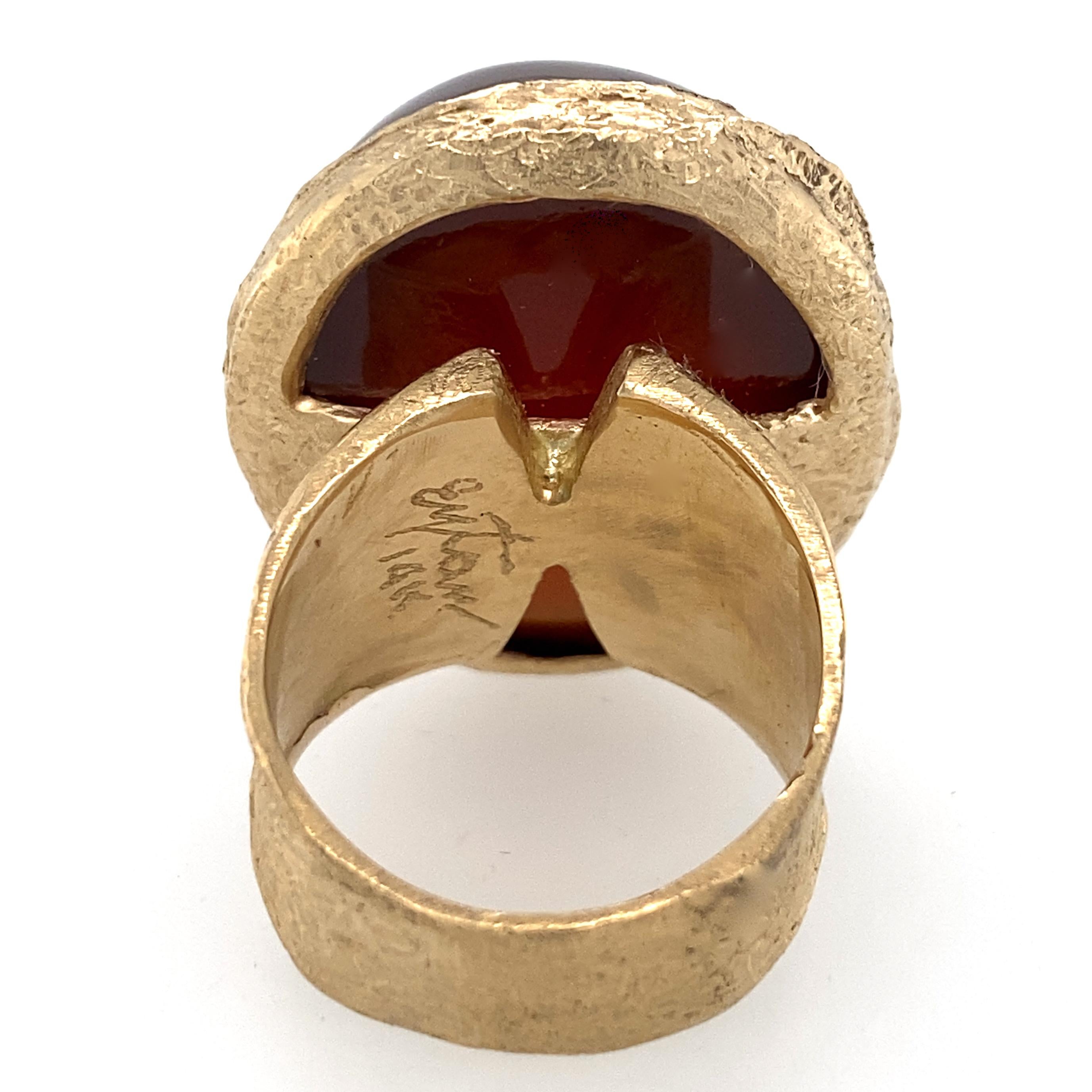 Oversized Modern Cocktail Ring with 95 Carat Almandine Garnet in Yellow Gold 6
