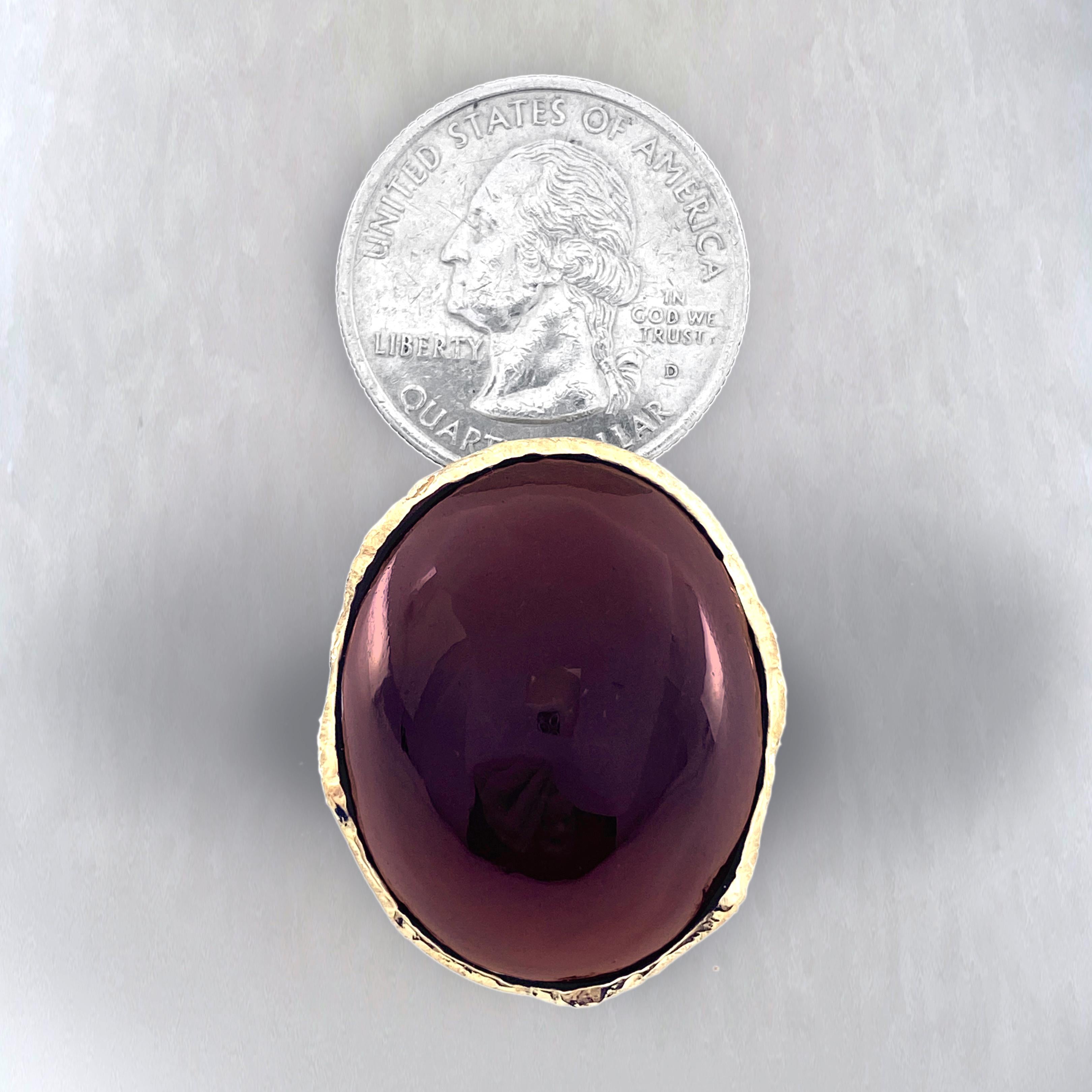 Oversized Modern Cocktail Ring with 95 Carat Almandine Garnet in Yellow Gold 9