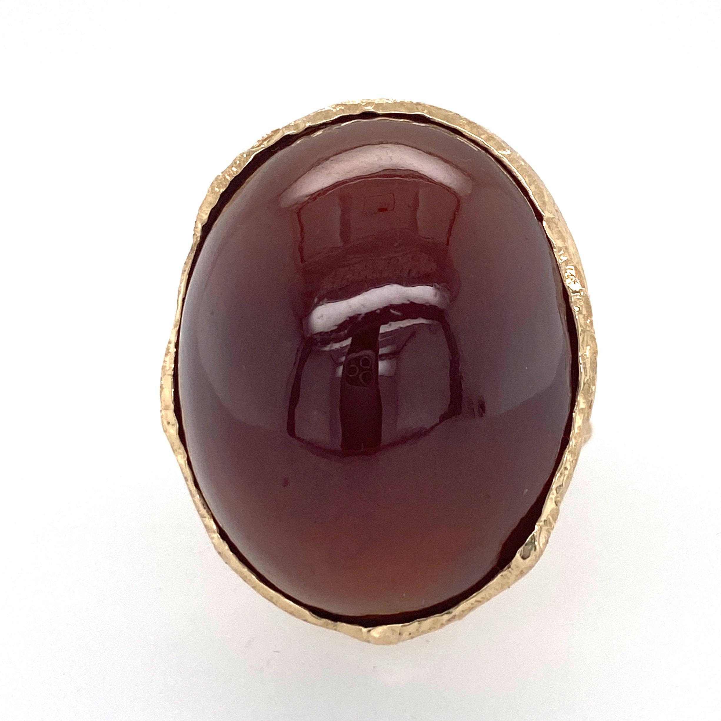 Oversized Modern Cocktail Ring with 95 Carat Almandine Garnet in Yellow Gold 3