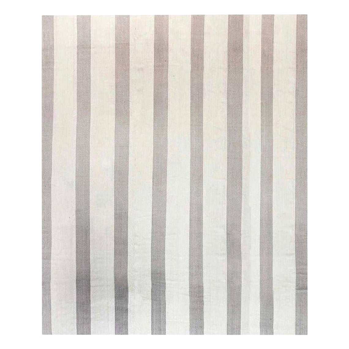 Oversized Modern Striped Beige and Grey Flat-Weave Rug by Doris Leslie Blau