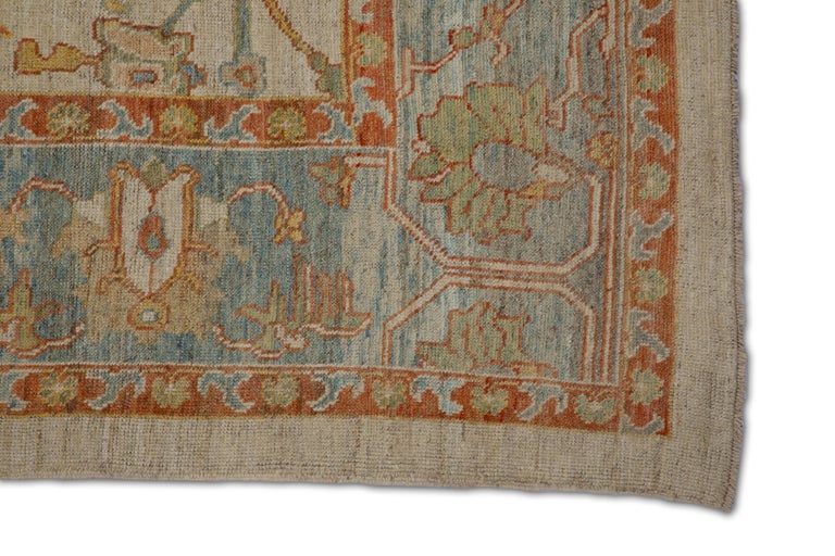 Oversized Modern Turkish Oushak Rug with Brightly Colored Floral