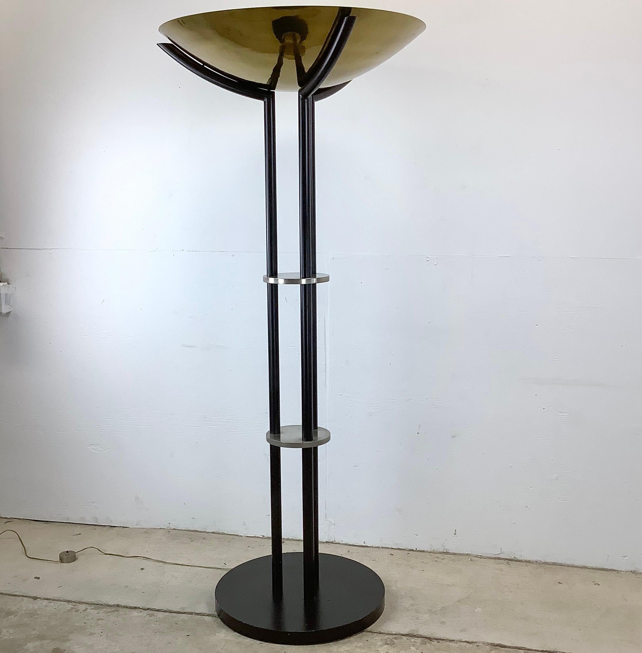 Metal Oversized Modernist Torchiere Lamp after Karl Springer