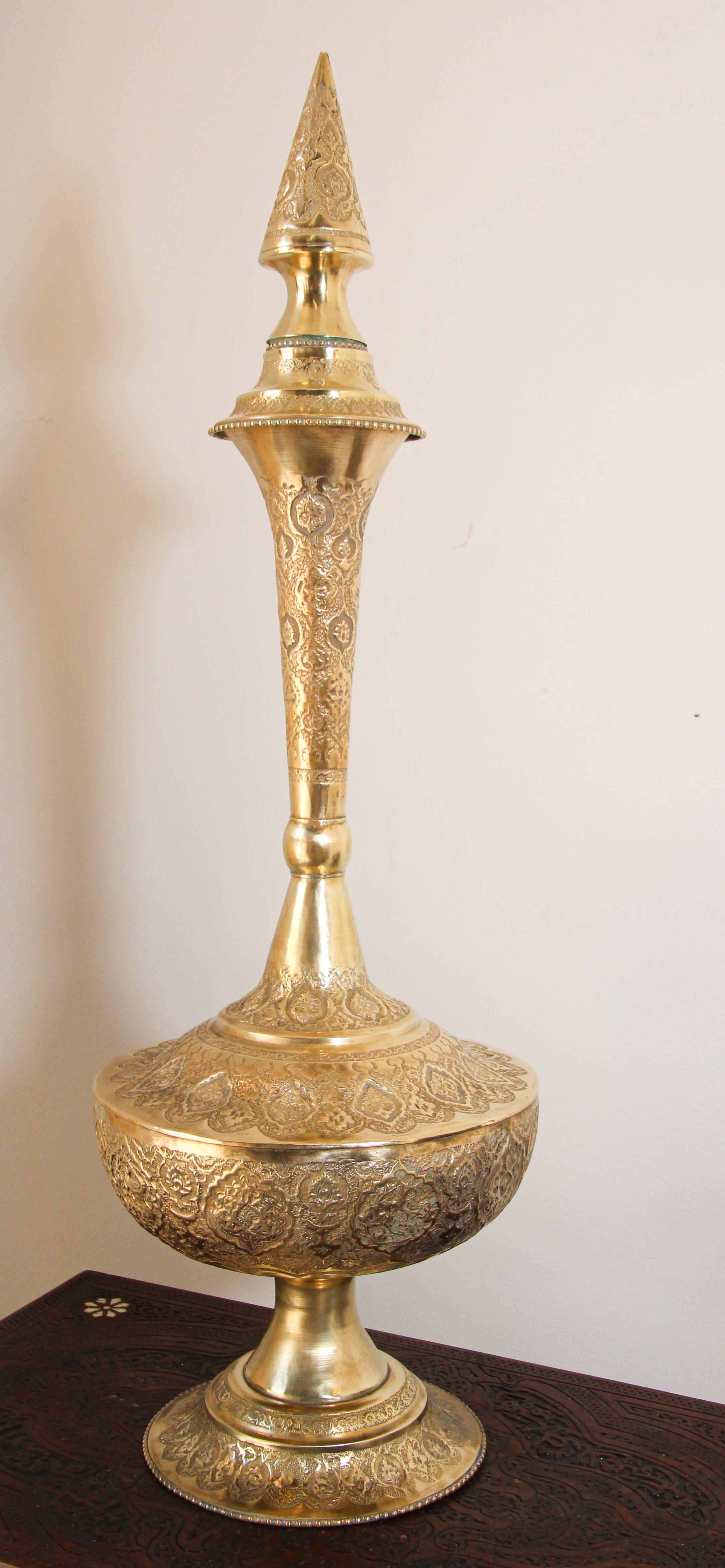 Oversized Mughal Indian Brass Bottle Urn For Sale 6