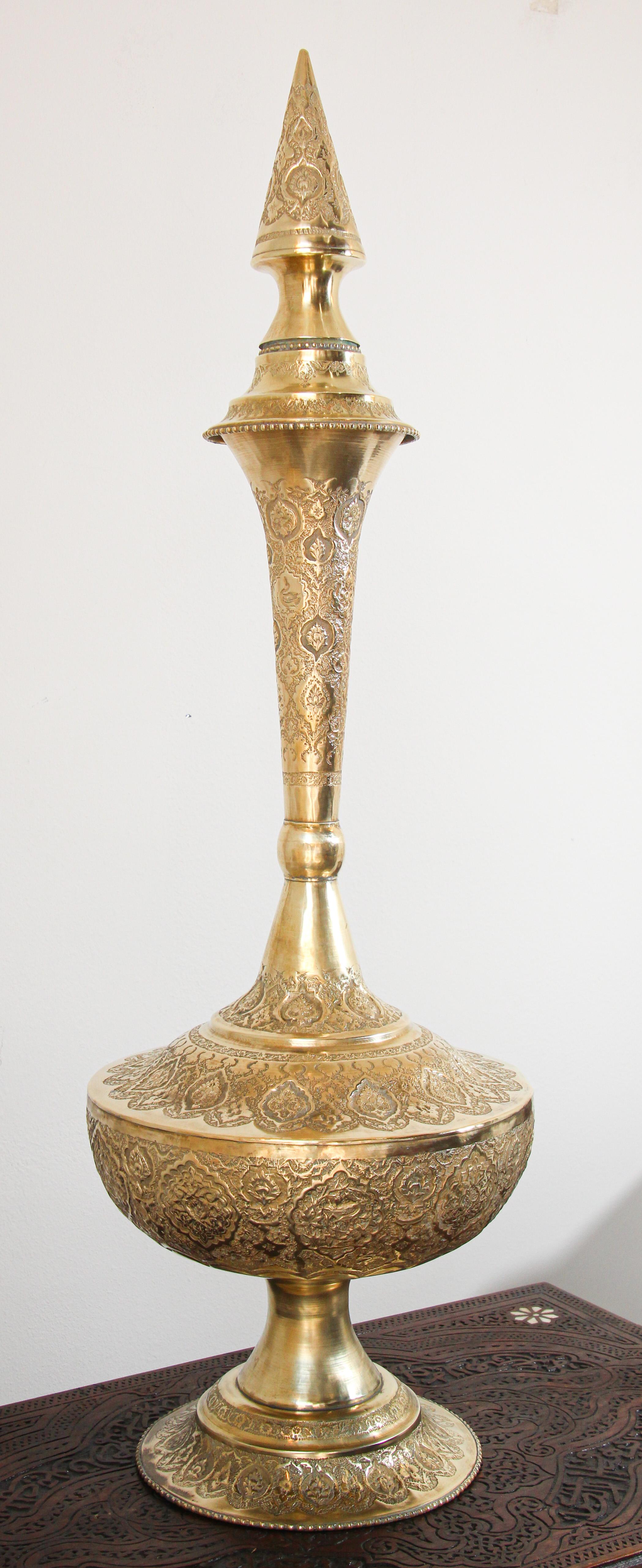 Oversized Mughal Indian Brass Bottle Urn For Sale 7