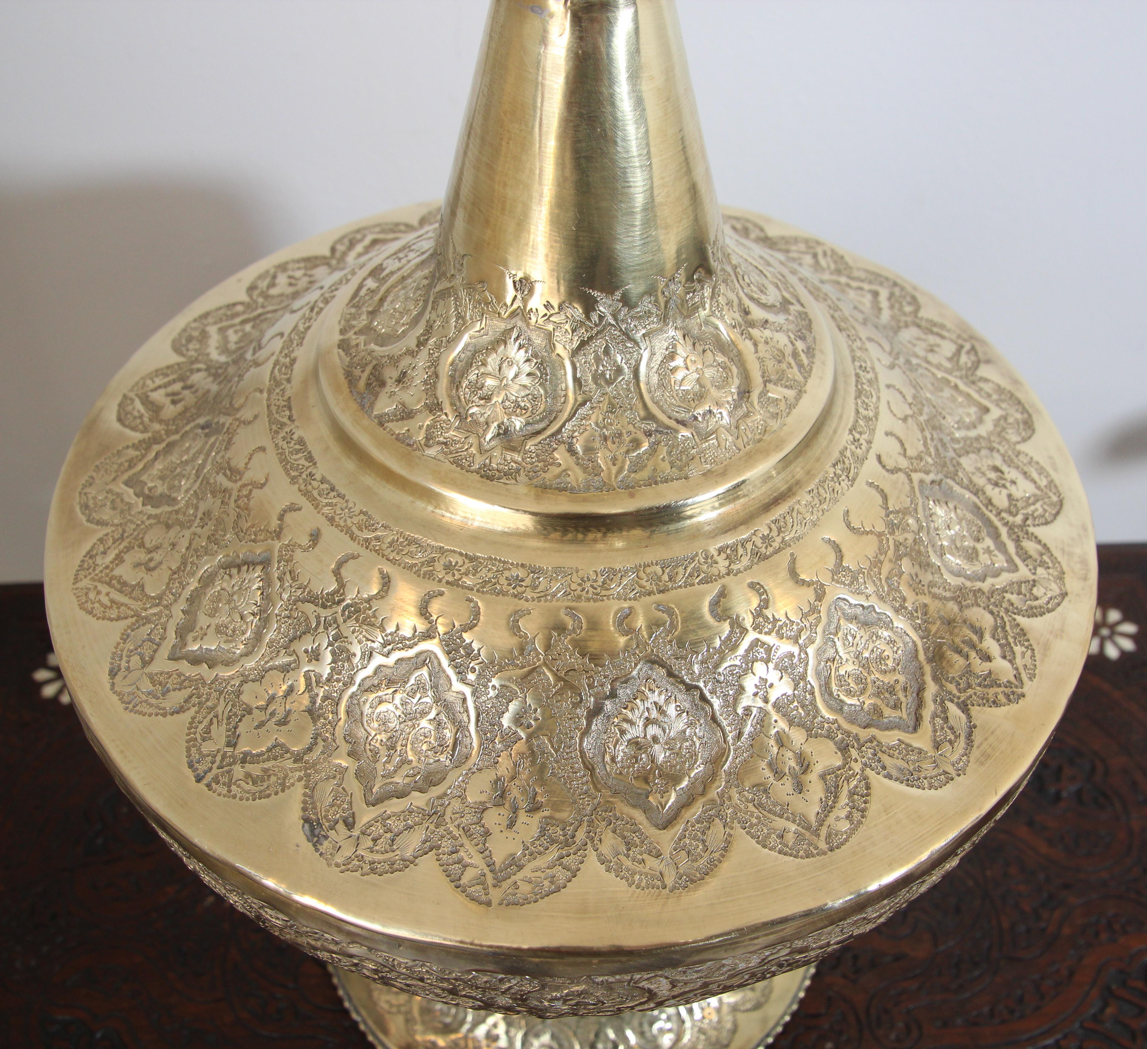 Anglo Raj Oversized Mughal Indian Brass Bottle Urn For Sale