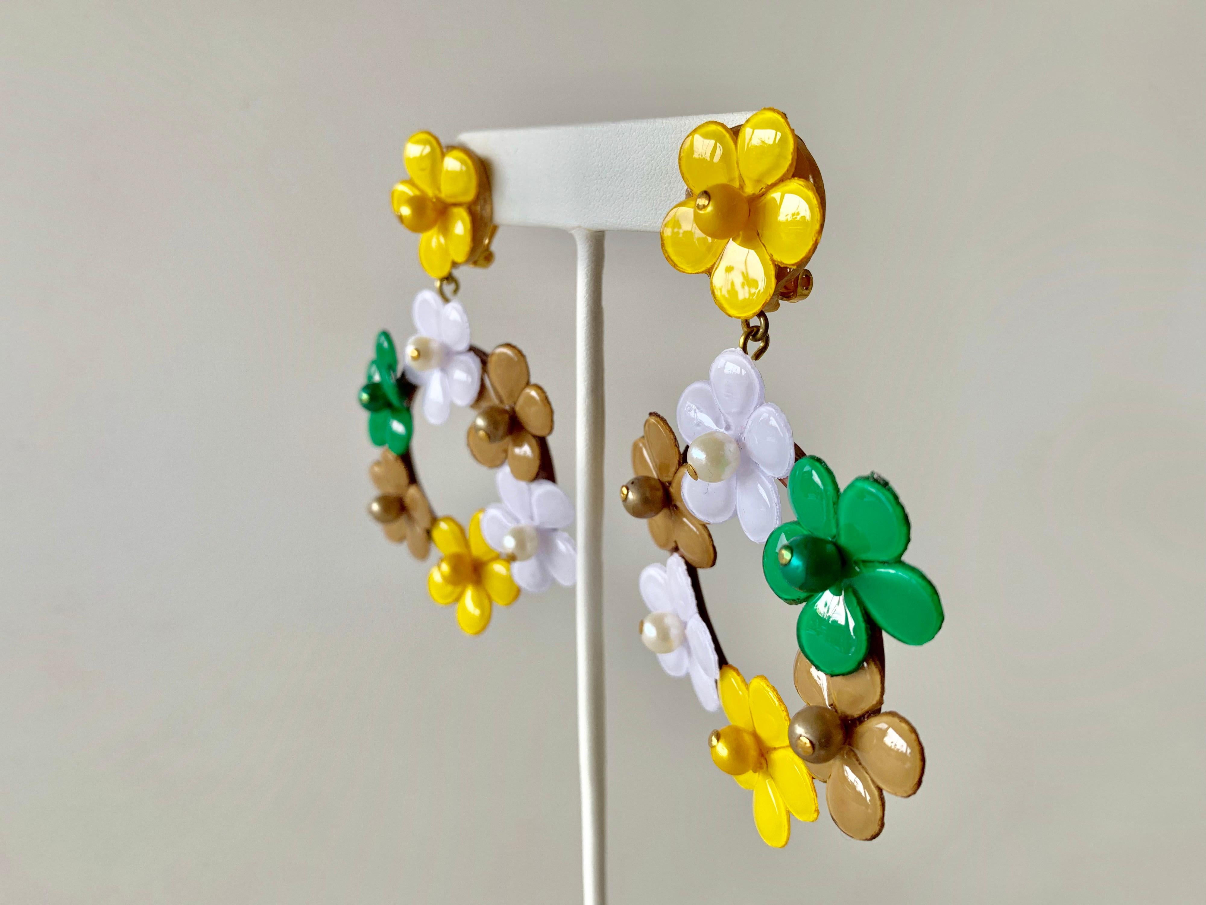 Oversized Multicolor Flower Statement Earrings  5