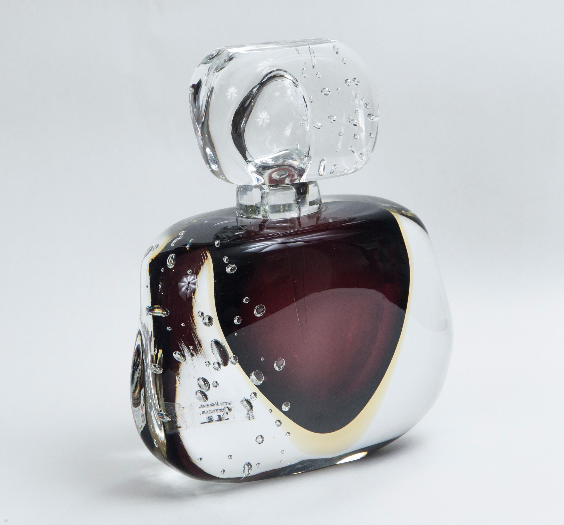 Italian Oversized Murano Blown Plum Bottle, Contemporary