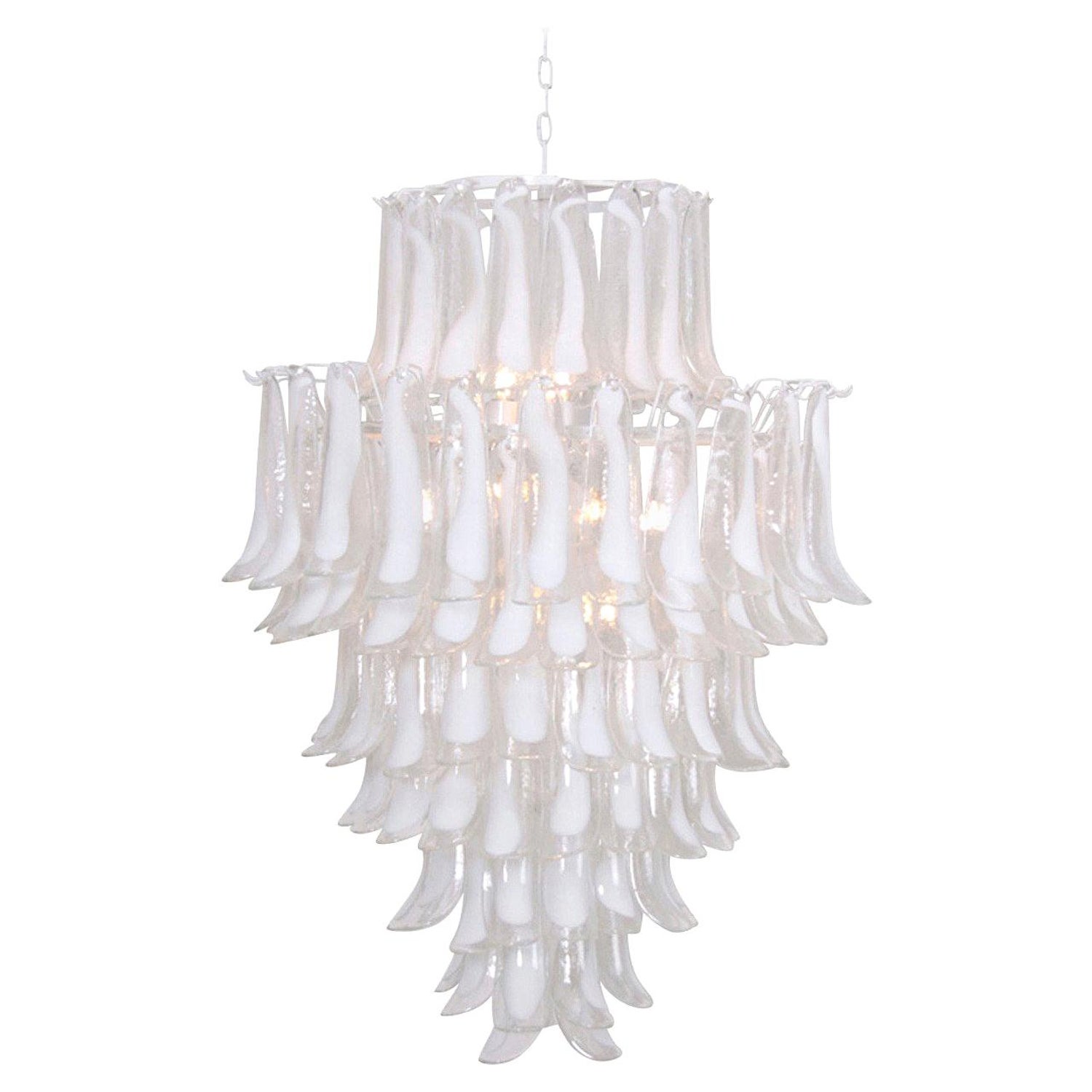 1970s Merano Glass Feather Chandelier 1970s Merano Glass Feather Chandelier