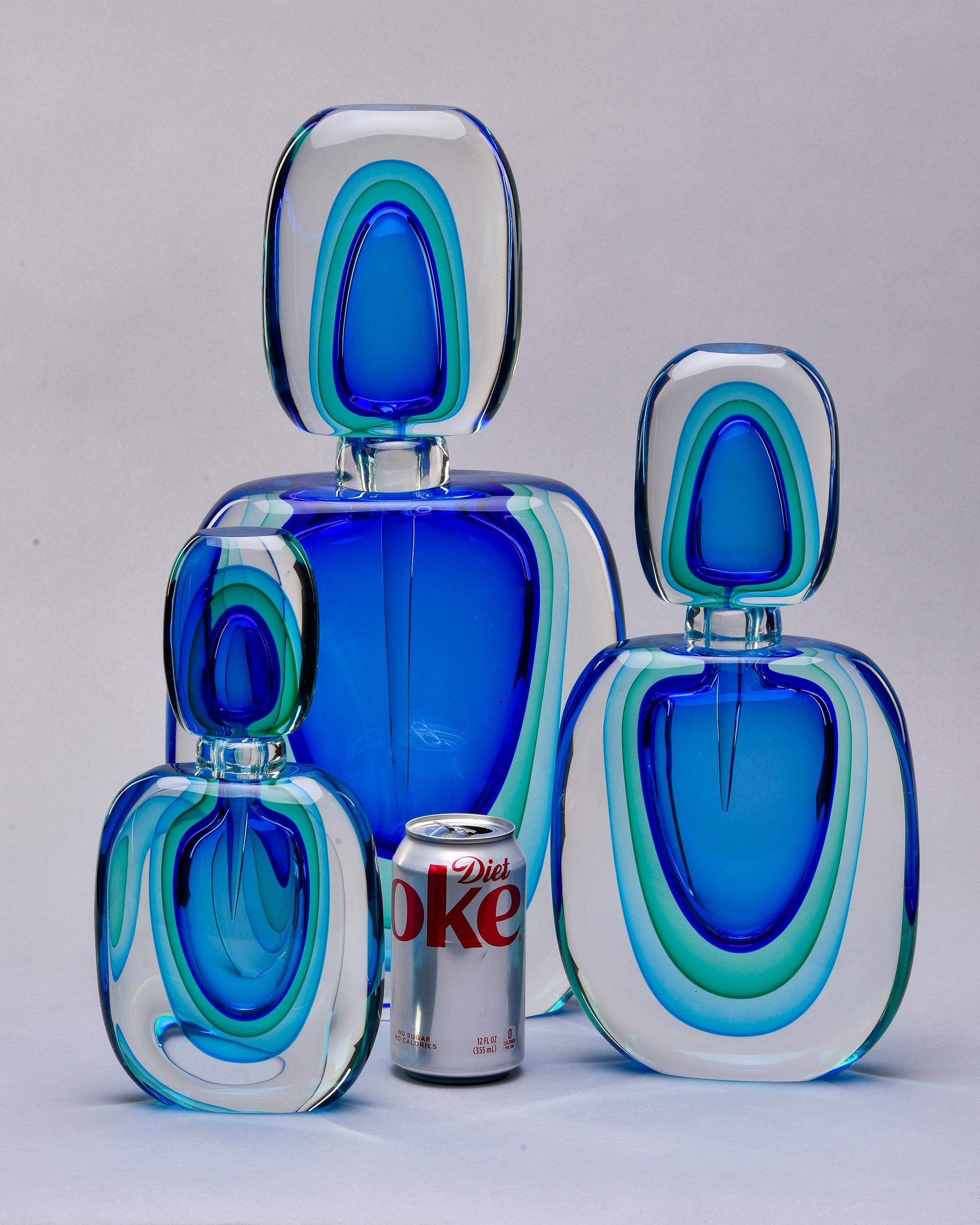 Oversized Murano Sommerso Shaded Blue Perfume Bottle 3
