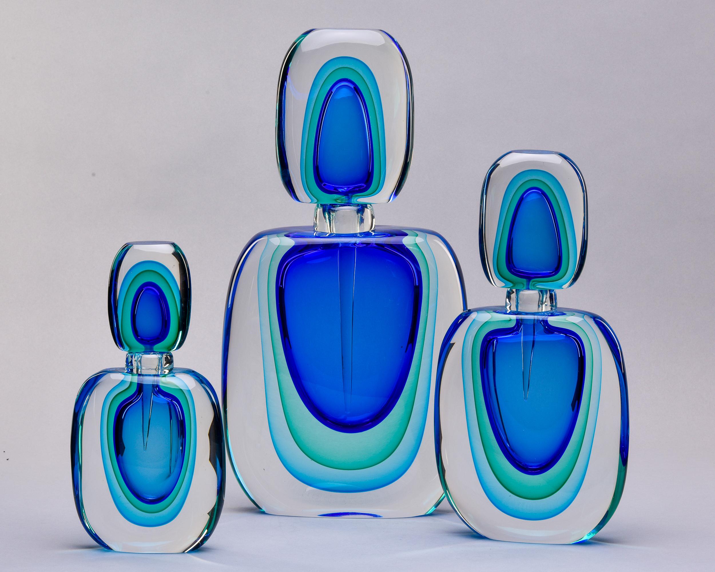 Oversized Murano Sommerso Shaded Blue Perfume Bottle 4