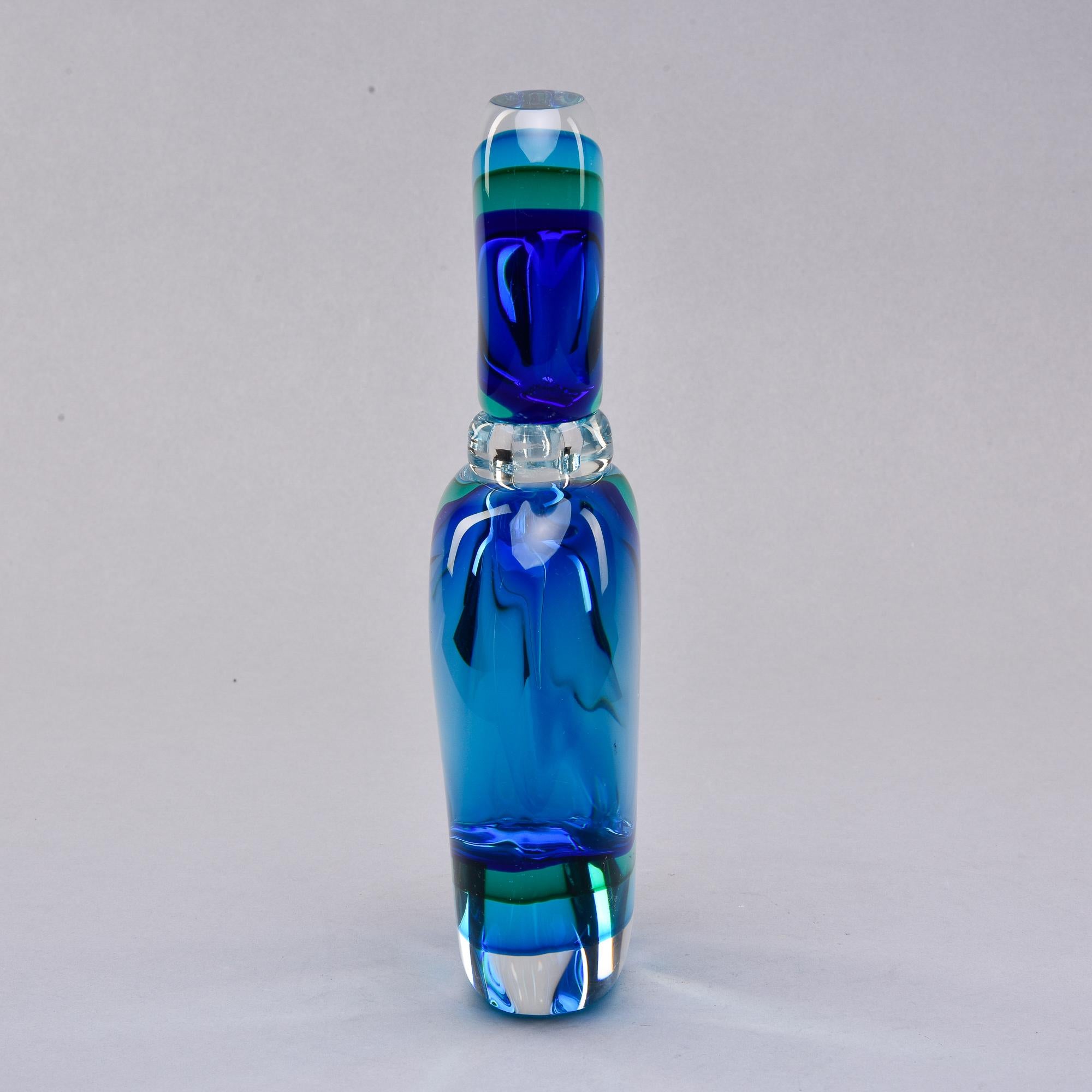 Mid-Century Modern Oversized Murano Sommerso Shaded Blue Perfume Bottle