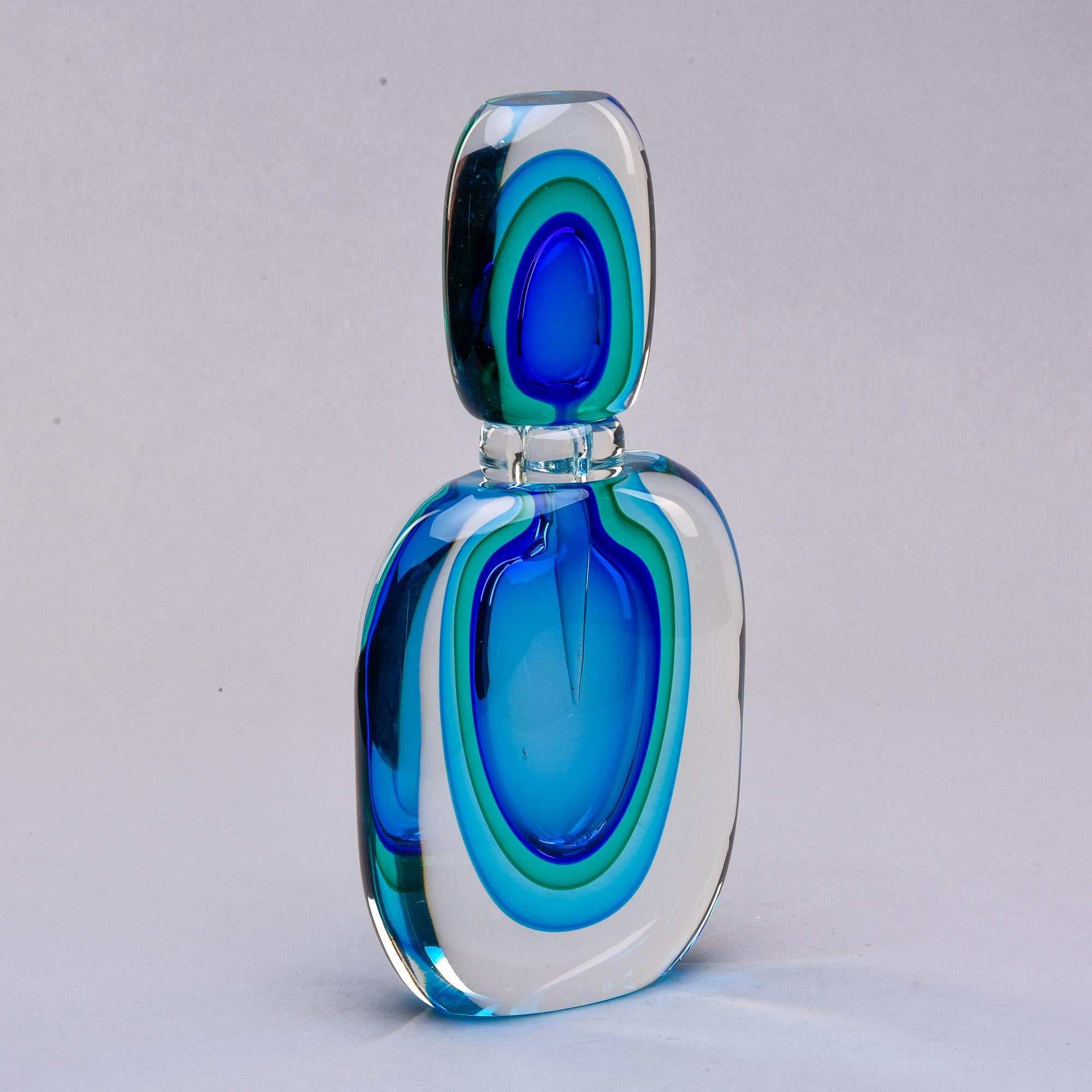 Italian Oversized Murano Sommerso Shaded Blue Perfume Bottle