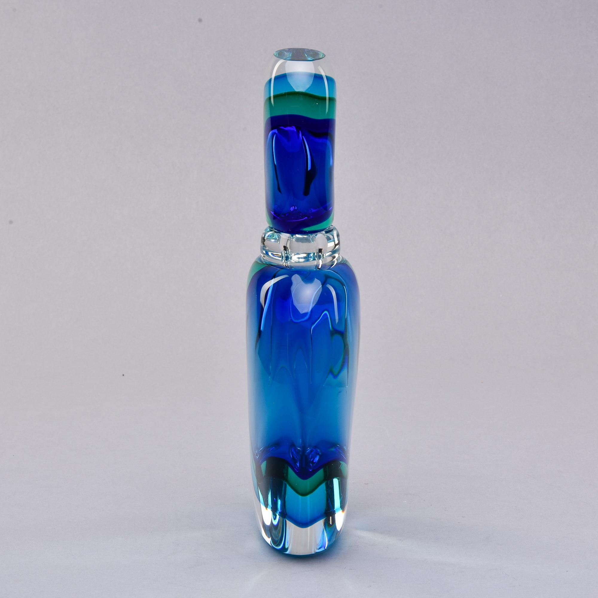 Contemporary Oversized Murano Sommerso Shaded Blue Perfume Bottle