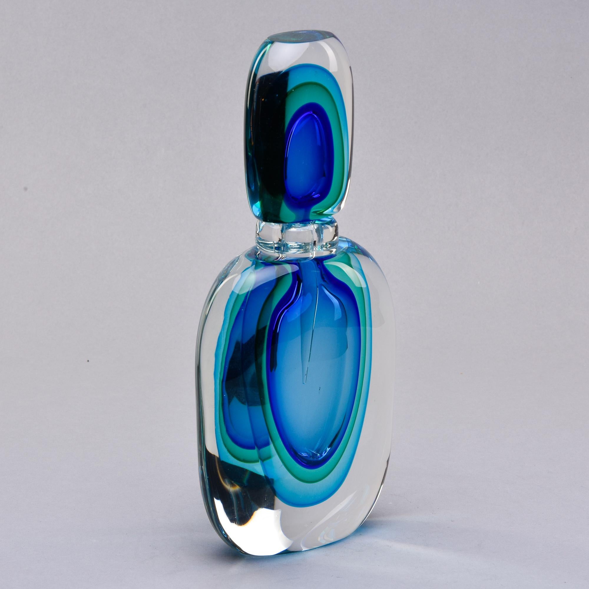 Murano Glass Oversized Murano Sommerso Shaded Blue Perfume Bottle