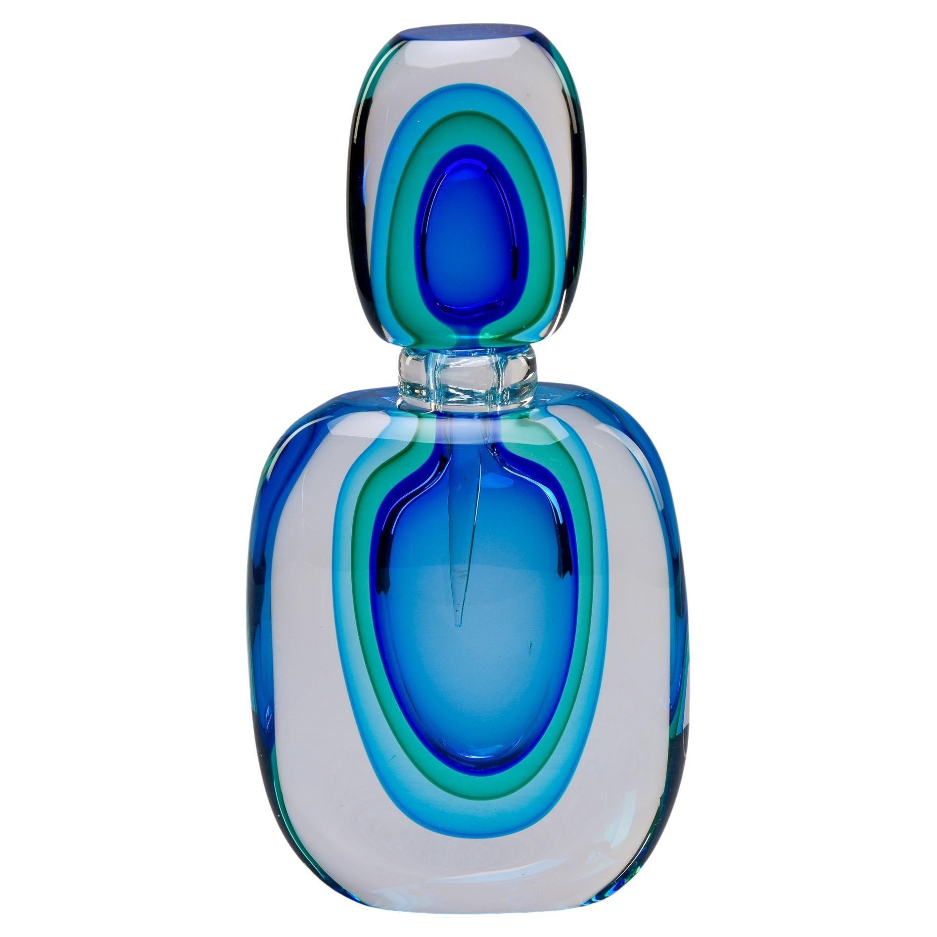 Oversized Murano Sommerso Shaded Blue Perfume Bottle