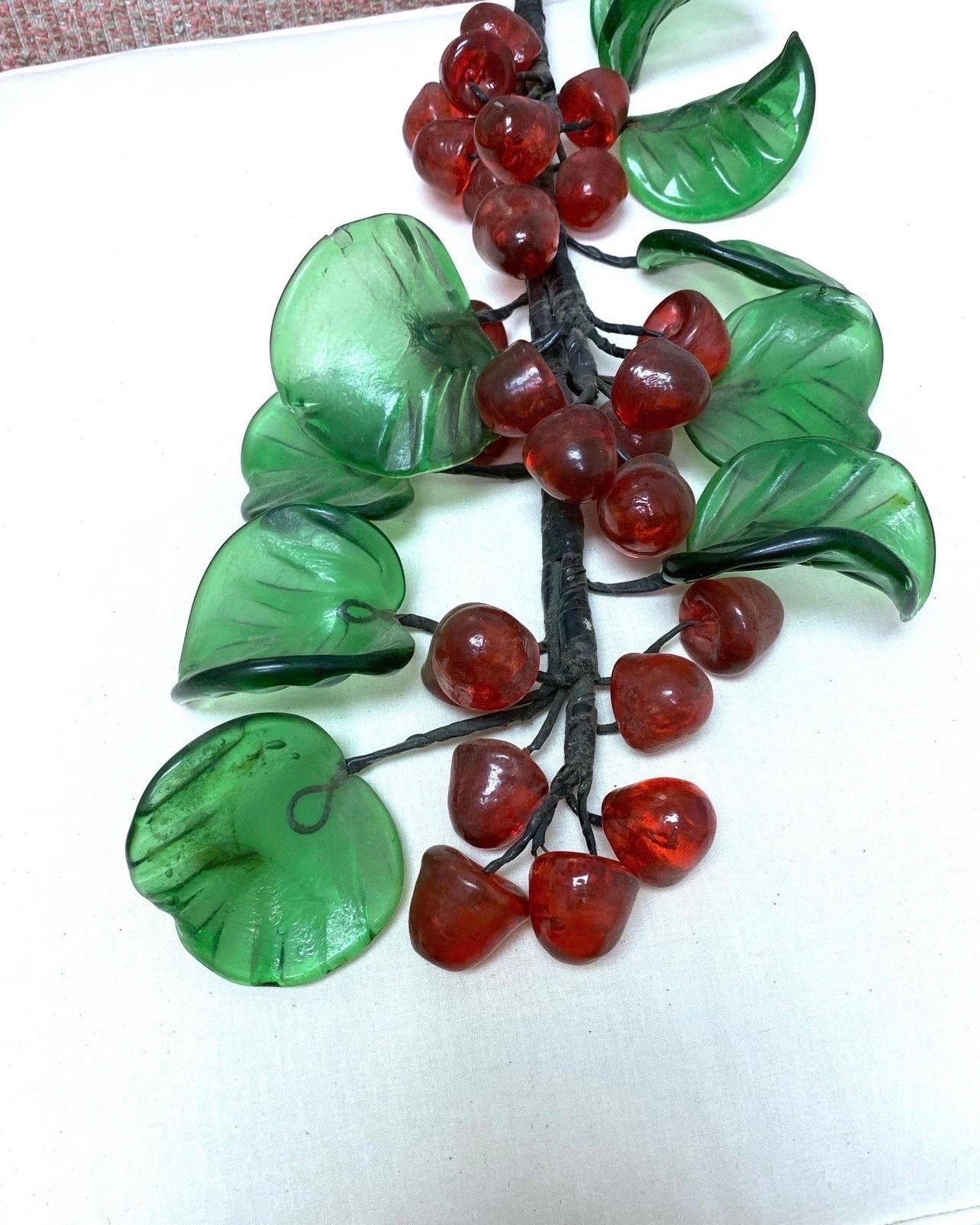 Unknown Oversized Murano Style Vintage Glass Cherry Table Top Decor For Sale