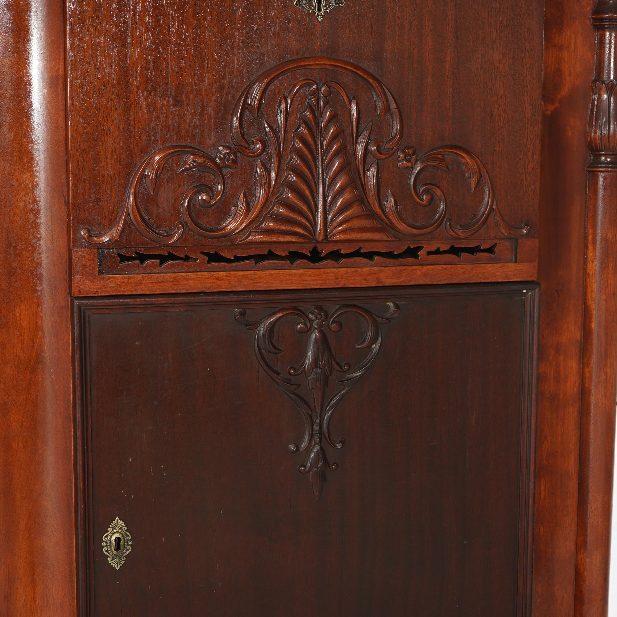 Oversized Myra Carved Mahogany Grand Upright Console Music Box & 33 Discs c1890 5