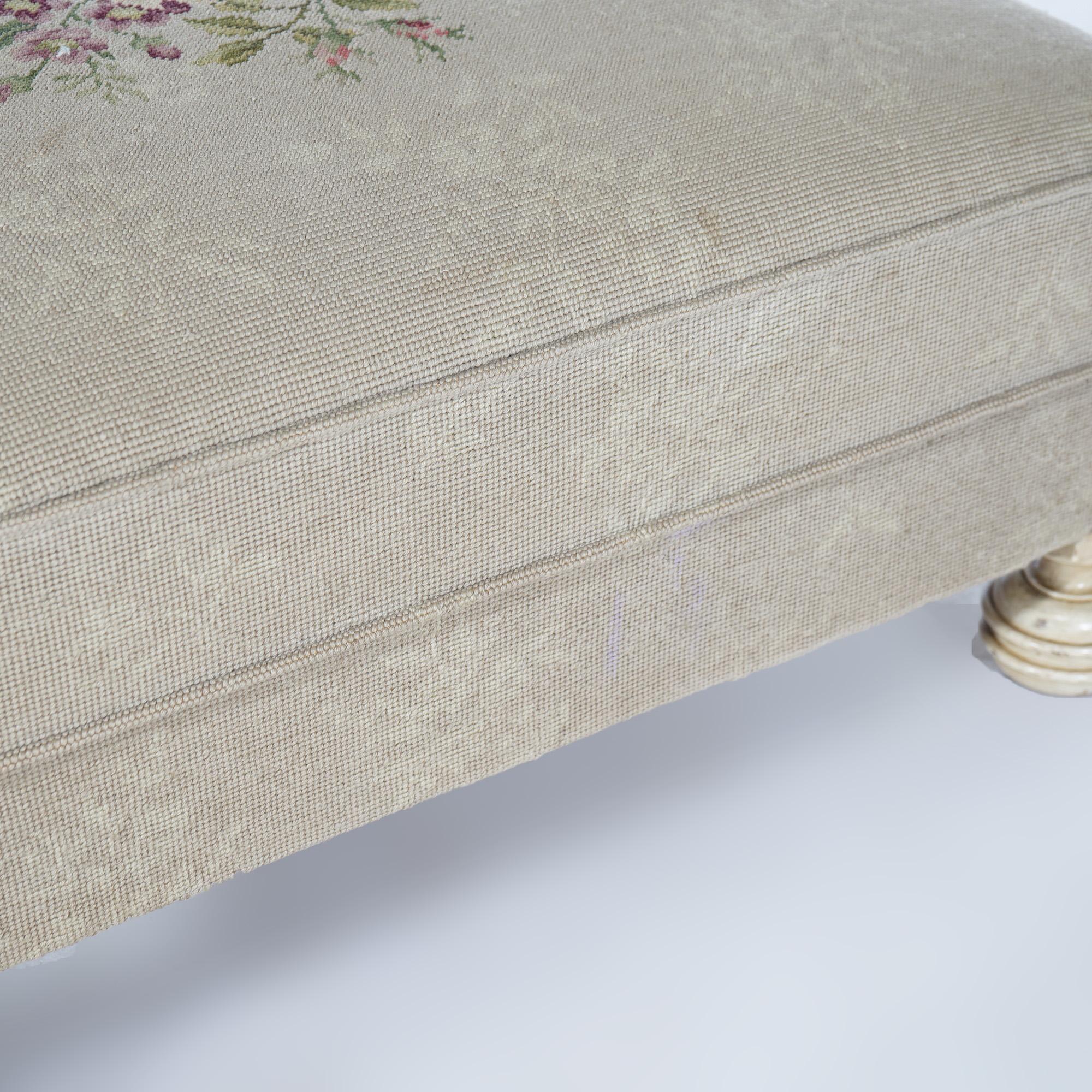 Oversized Needlepoint Hassock Ottoman 20thC 4