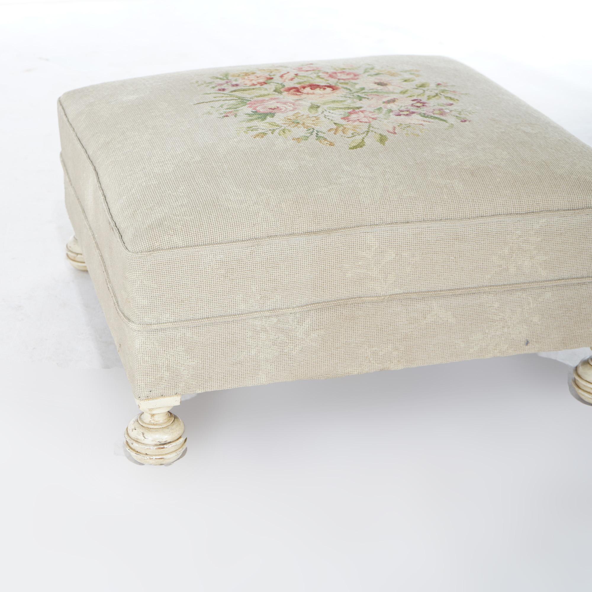 Upholstery Oversized Needlepoint Hassock Ottoman 20thC For Sale
