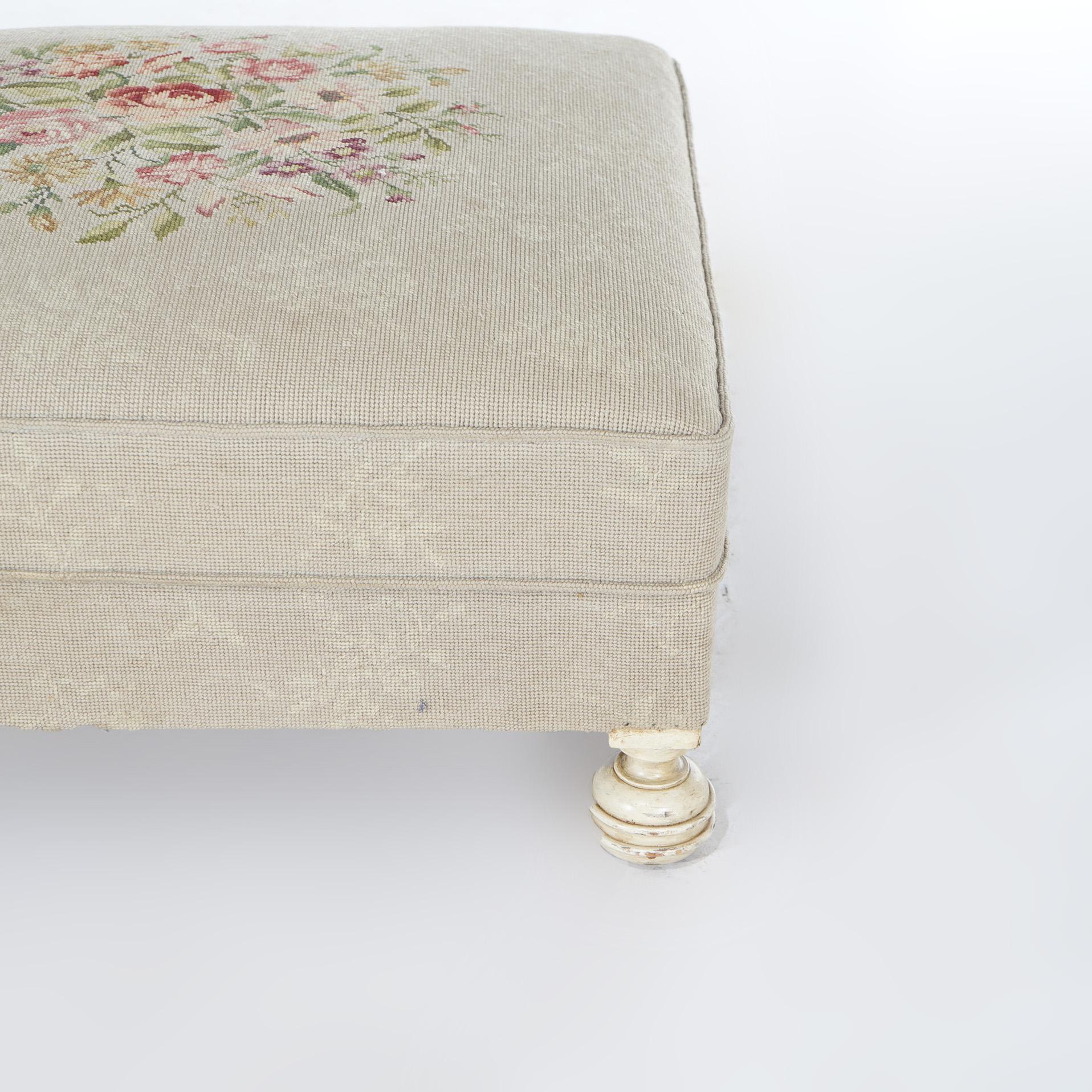 Oversized Needlepoint Hassock Ottoman 20thC 1