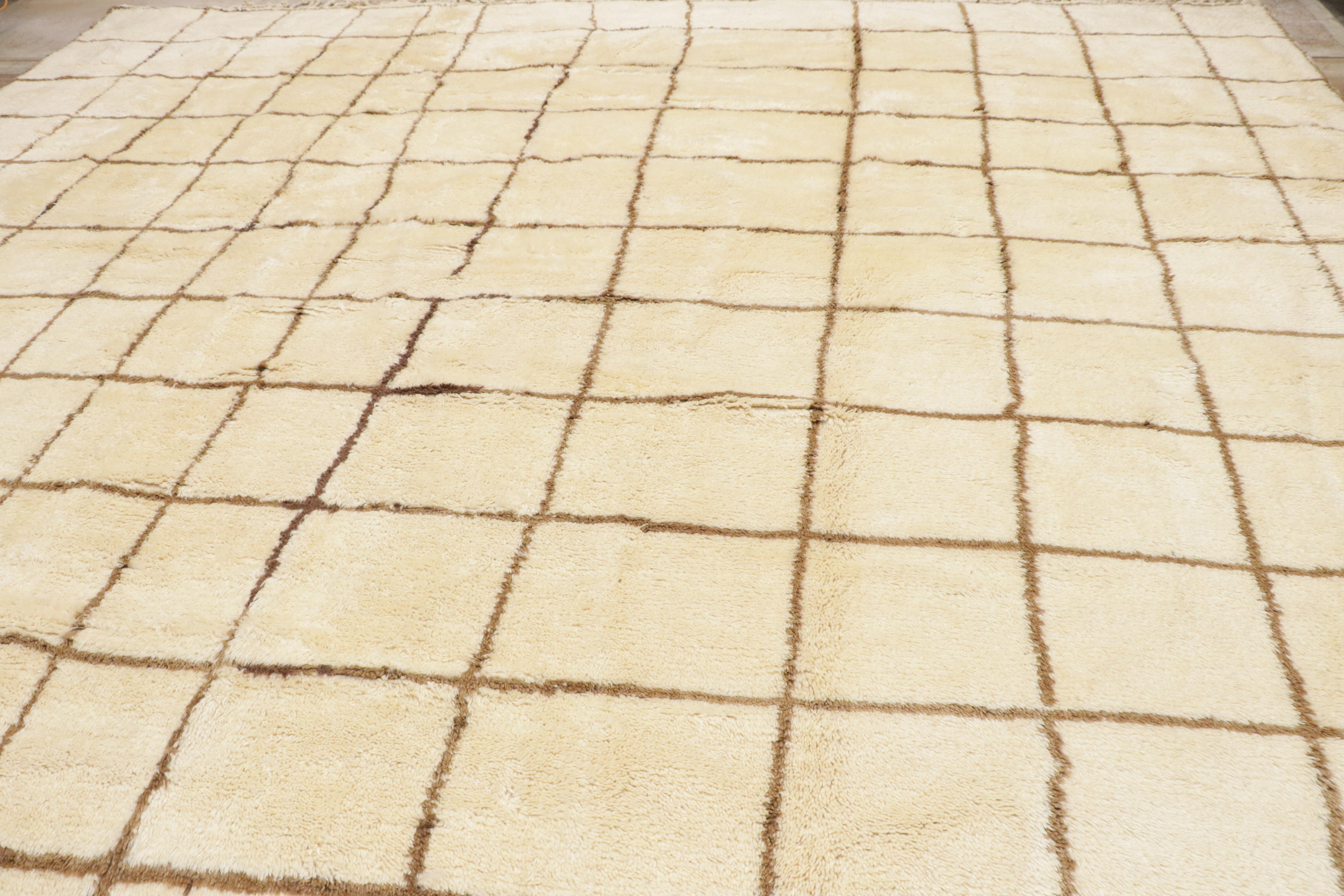 Marokkanischer Teppich in Übergröße aus neutralem Berber, Cozy Hygge Meets Minimalistischer Shibui im Angebot 5