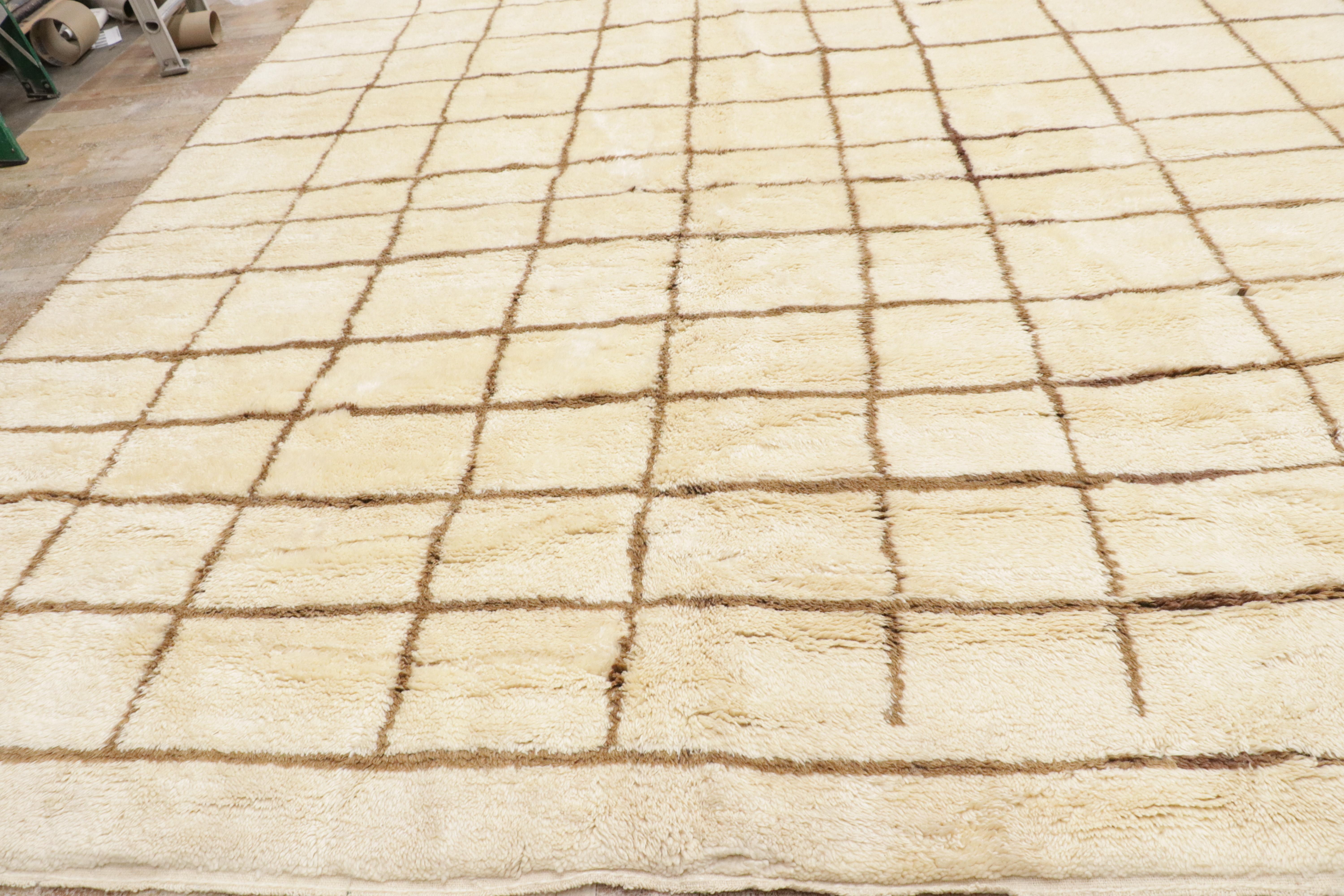 Marokkanischer Teppich in Übergröße aus neutralem Berber, Cozy Hygge Meets Minimalistischer Shibui im Angebot 6