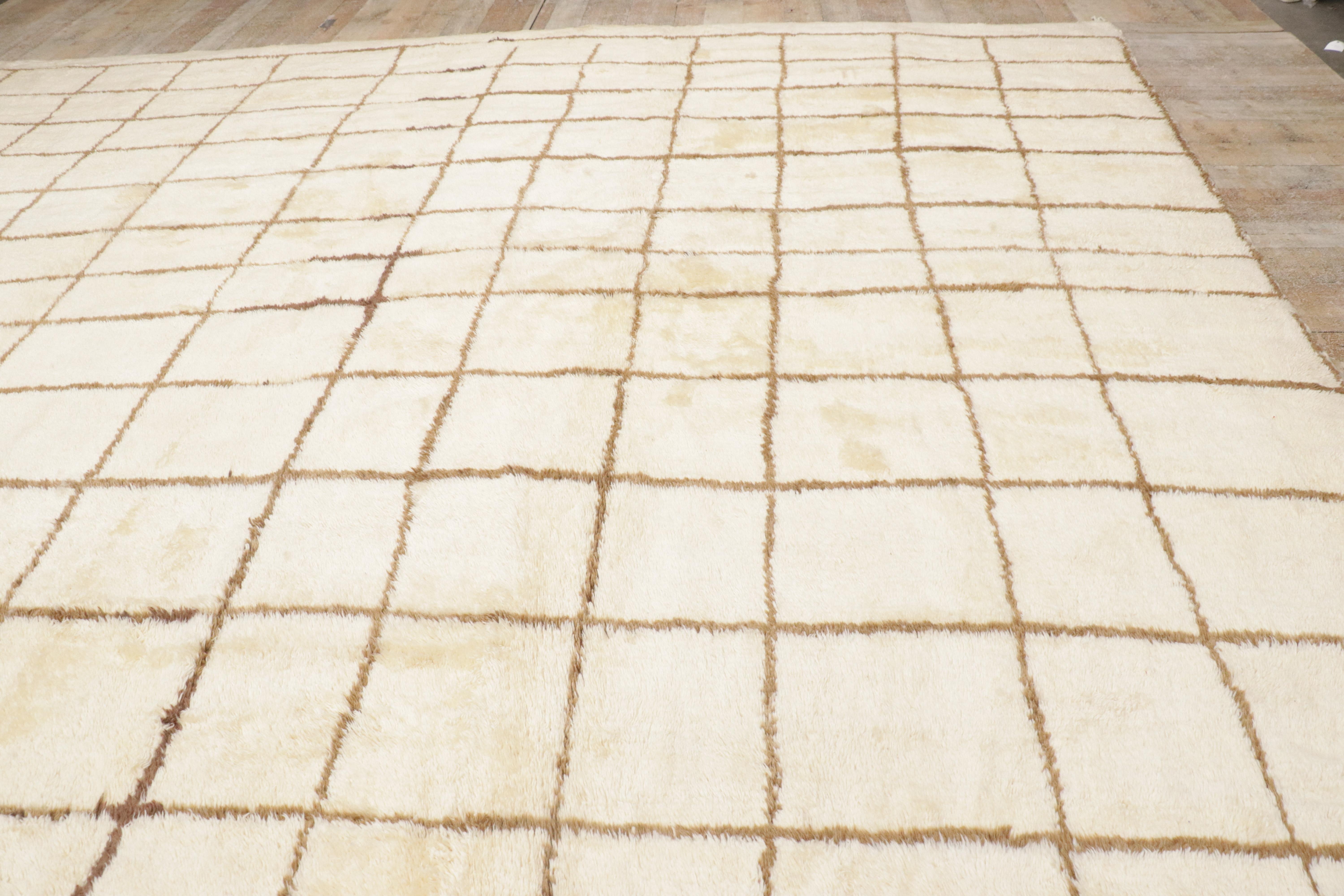 Marokkanischer Teppich in Übergröße aus neutralem Berber, Cozy Hygge Meets Minimalistischer Shibui im Angebot 8