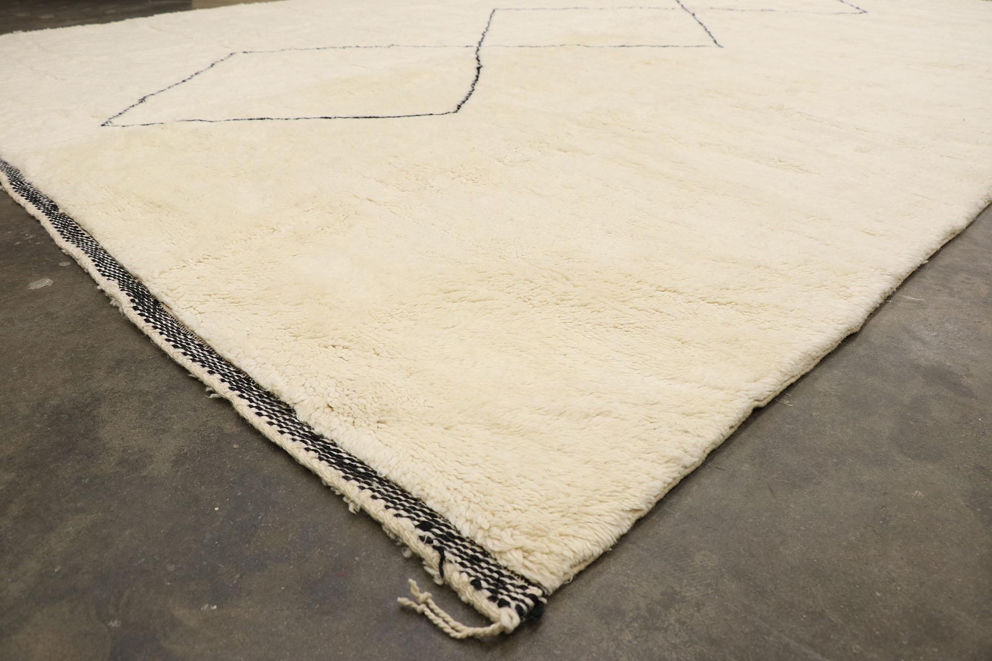 Wool Oversized Neutral Berber Moroccan Rug, Cozy Hygge Meets Minimalist Shibui For Sale
