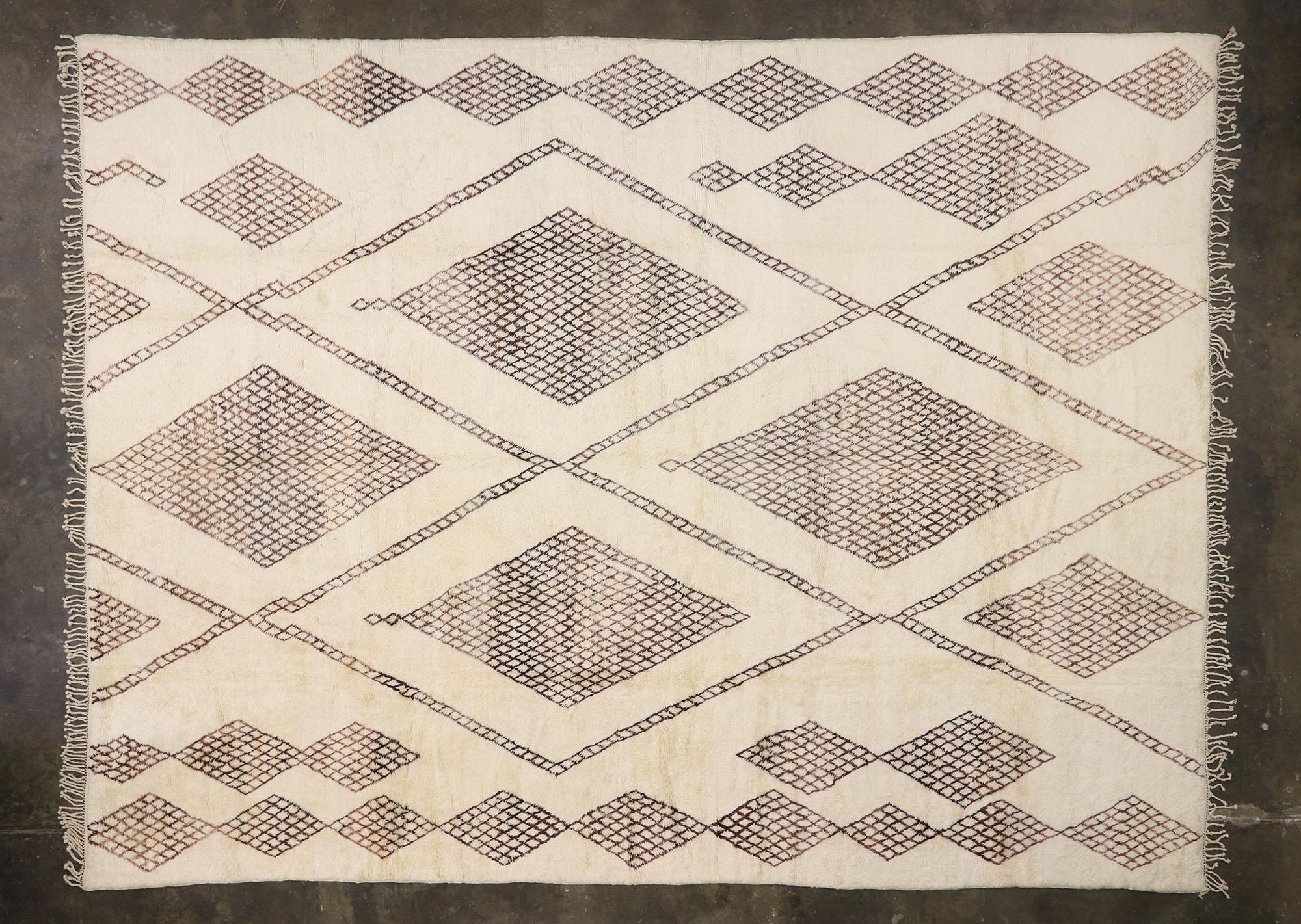 Oversized Neutral Berber Moroccan Rug, Cozy Hygge Meets Minimalist Shibui For Sale 2