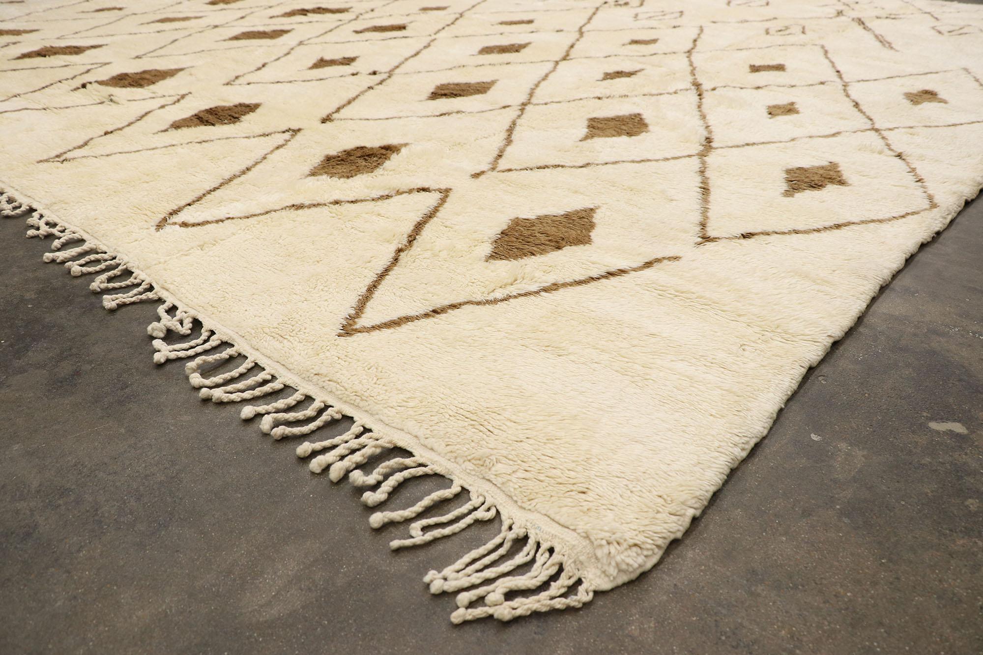 Contemporary Oversized Neutral Berber Moroccan Rug, Cozy Hygge Meets Wabi-Sabi For Sale