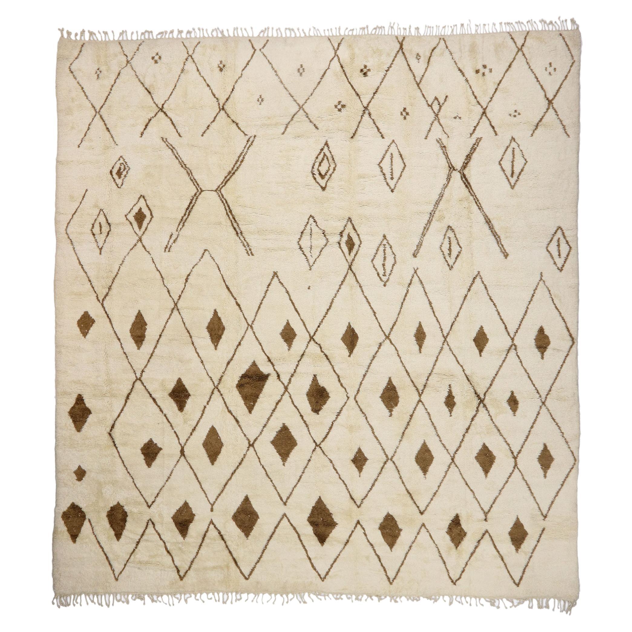 Oversized Neutral Berber Moroccan Rug, Cozy Hygge Meets Wabi-Sabi For Sale