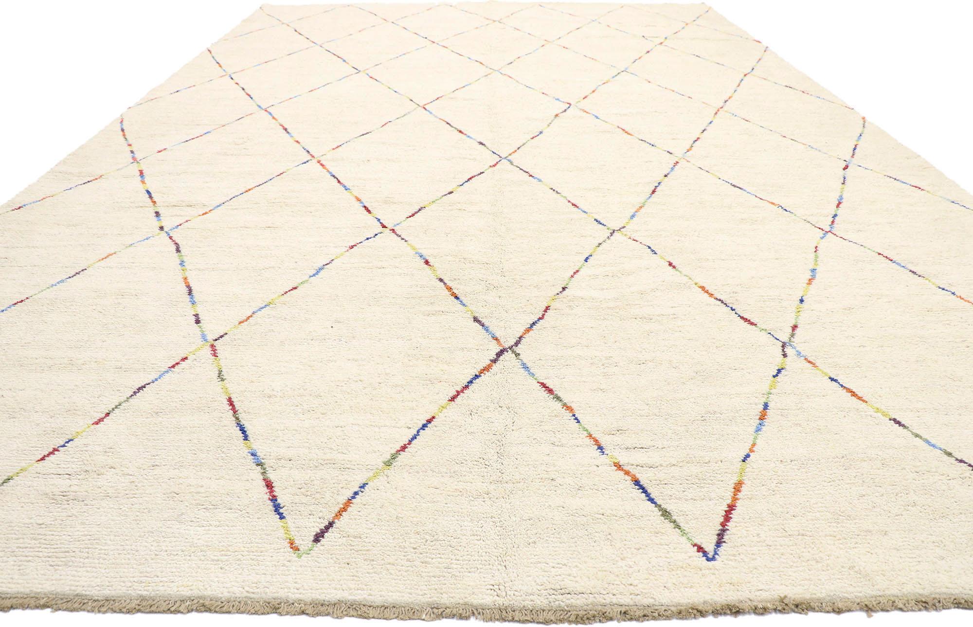 Organic Modern Oversized Neutral Moroccan Rug, Minimalist Bohemian Meets Cozy & Cohesive For Sale