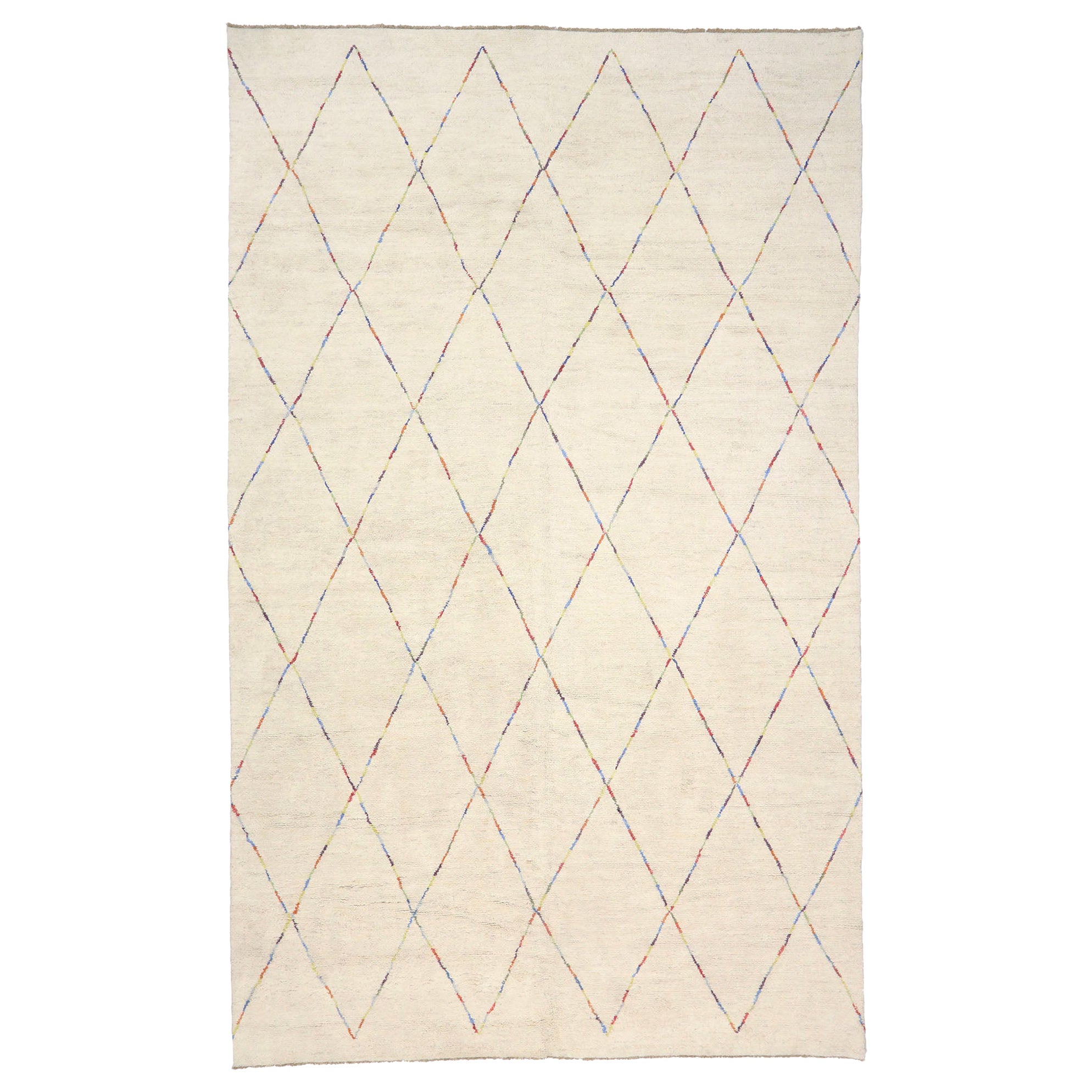 Oversized Neutral Moroccan Rug, Minimalist Bohemian Meets Cozy & Cohesive