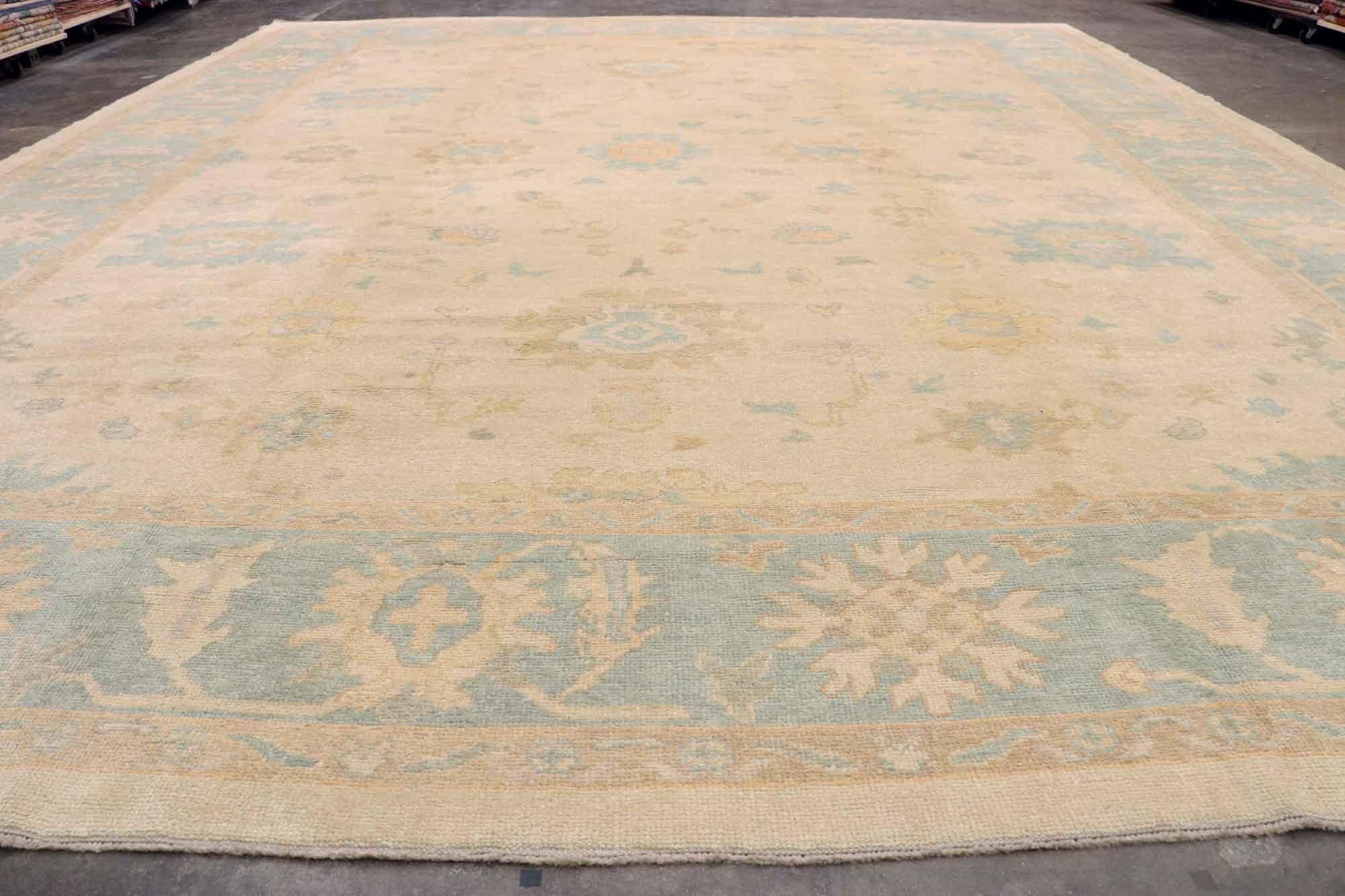 Oversized New Turkish Oushak Rug with Soft Colors For Sale 6