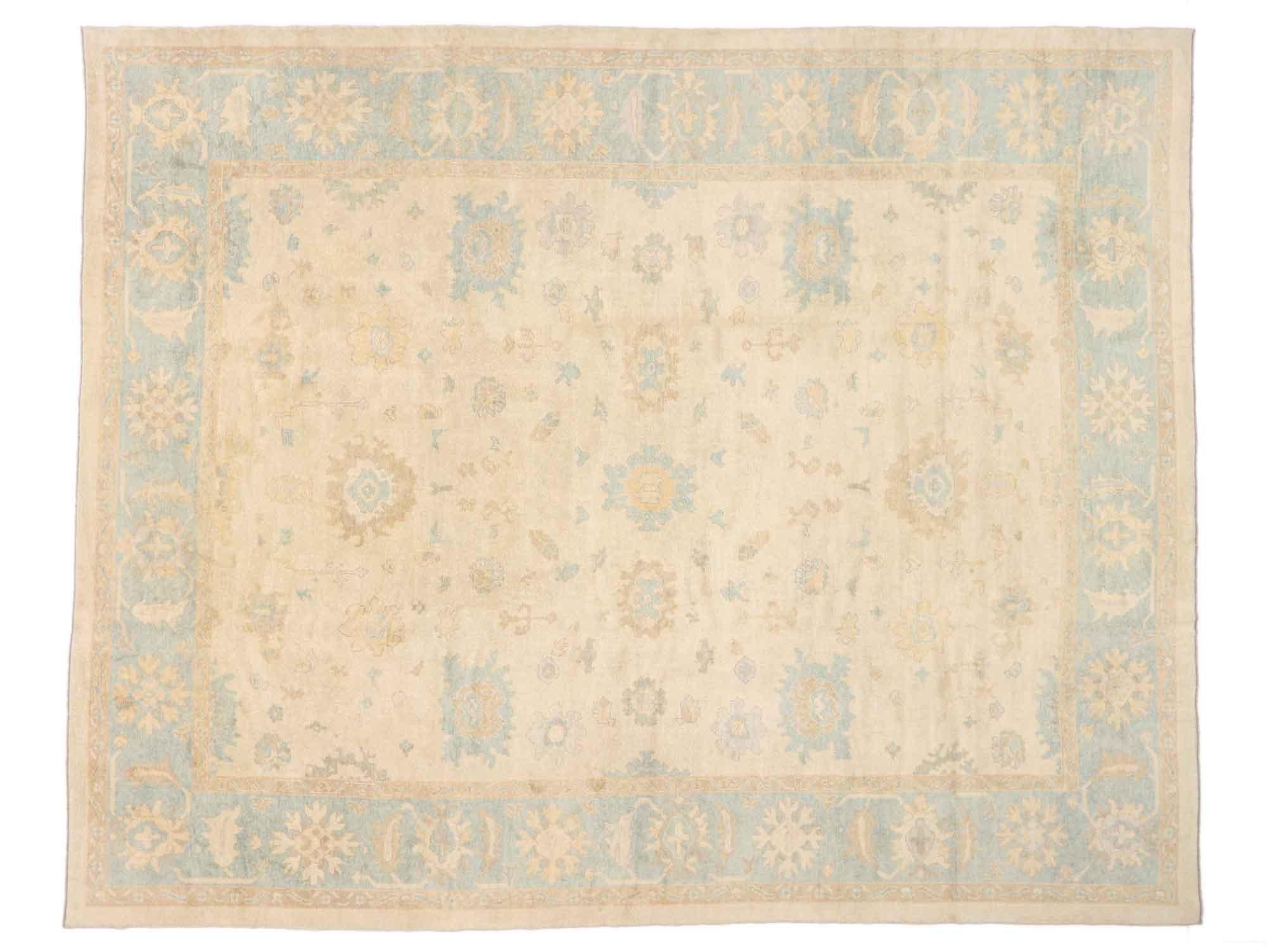 Oversized New Turkish Oushak Rug with Soft Colors For Sale 7