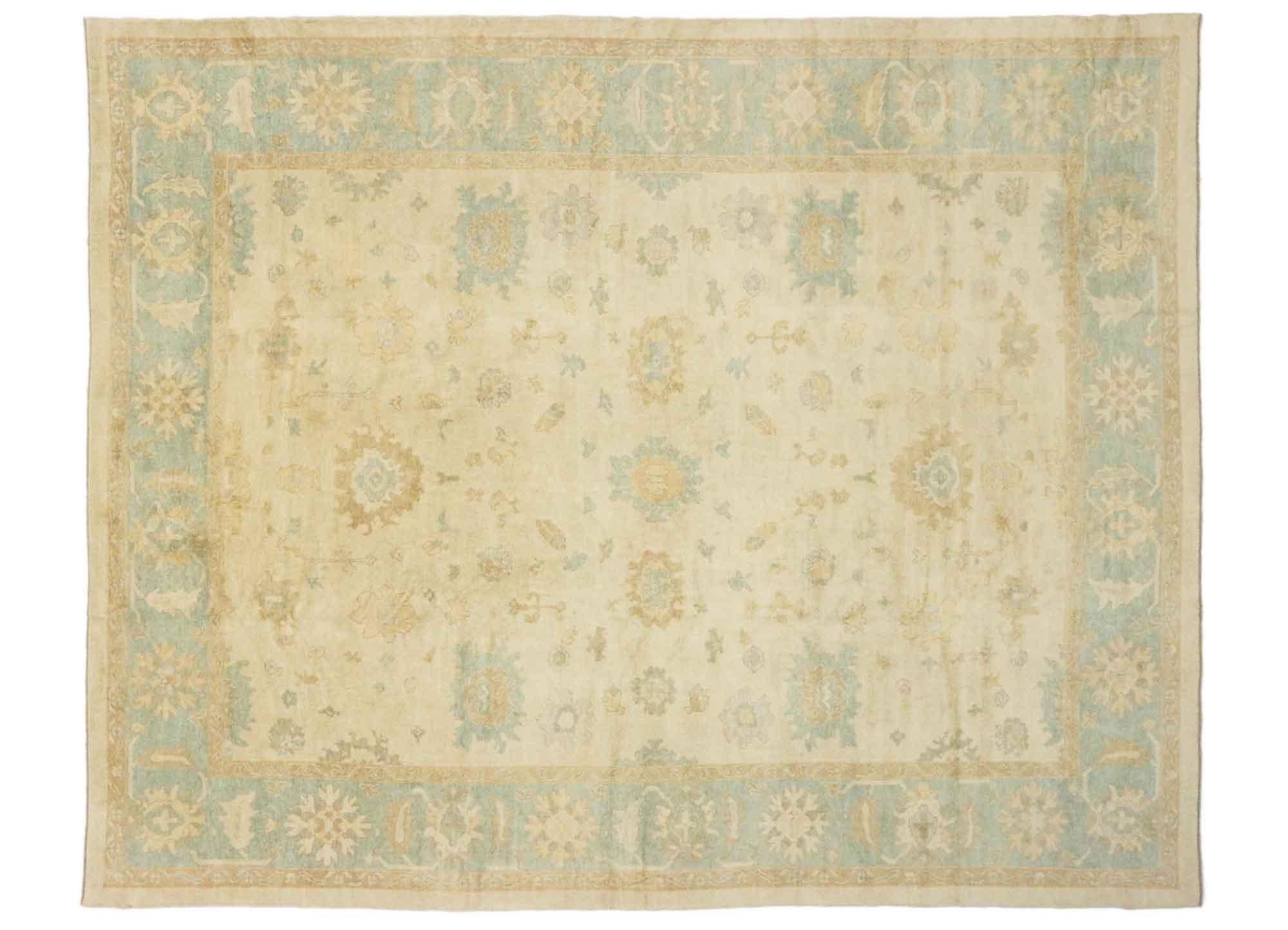 Oversized New Turkish Oushak Rug with Soft Colors For Sale 8