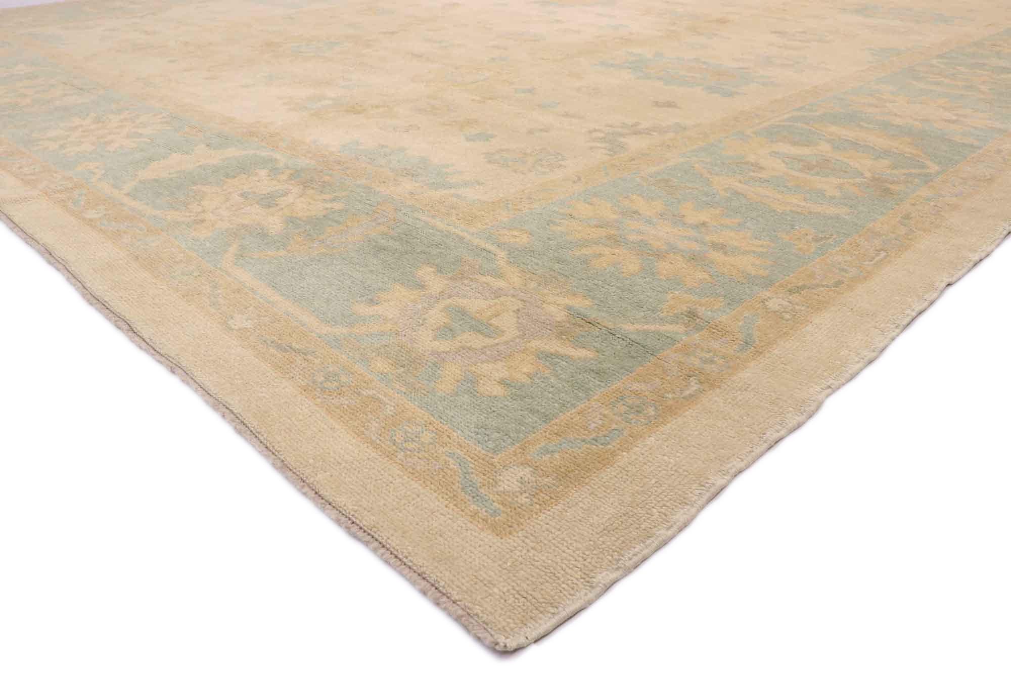 Hand-Knotted Oversized New Turkish Oushak Rug with Soft Colors For Sale